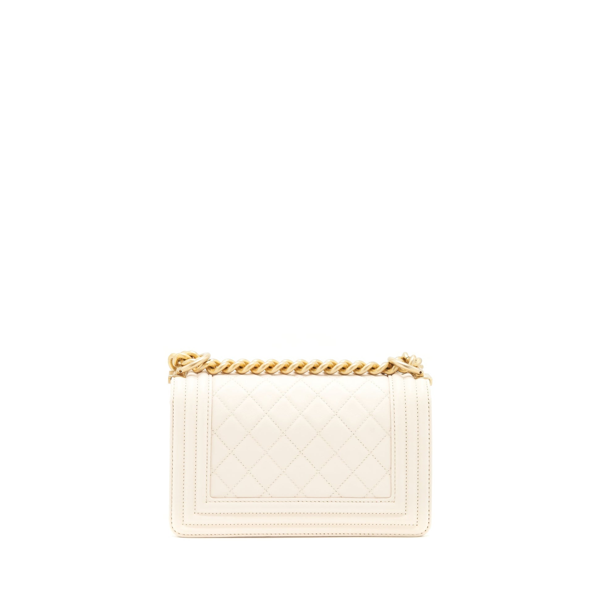 Chanel Boy Calfskin GHW White Small Handbag
