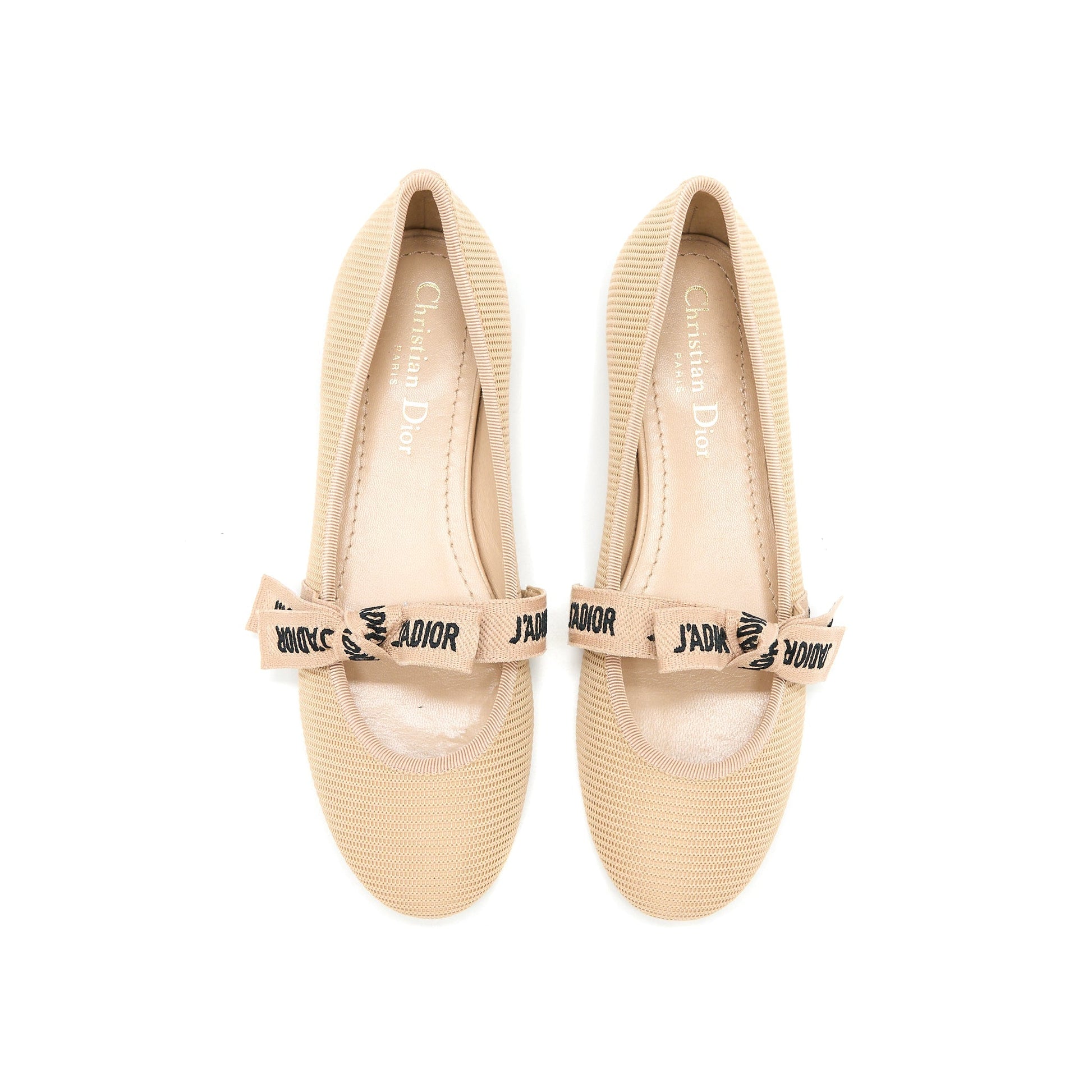 Dior Size JâA Ballet Pump Handbag Canvas Beige Shoes