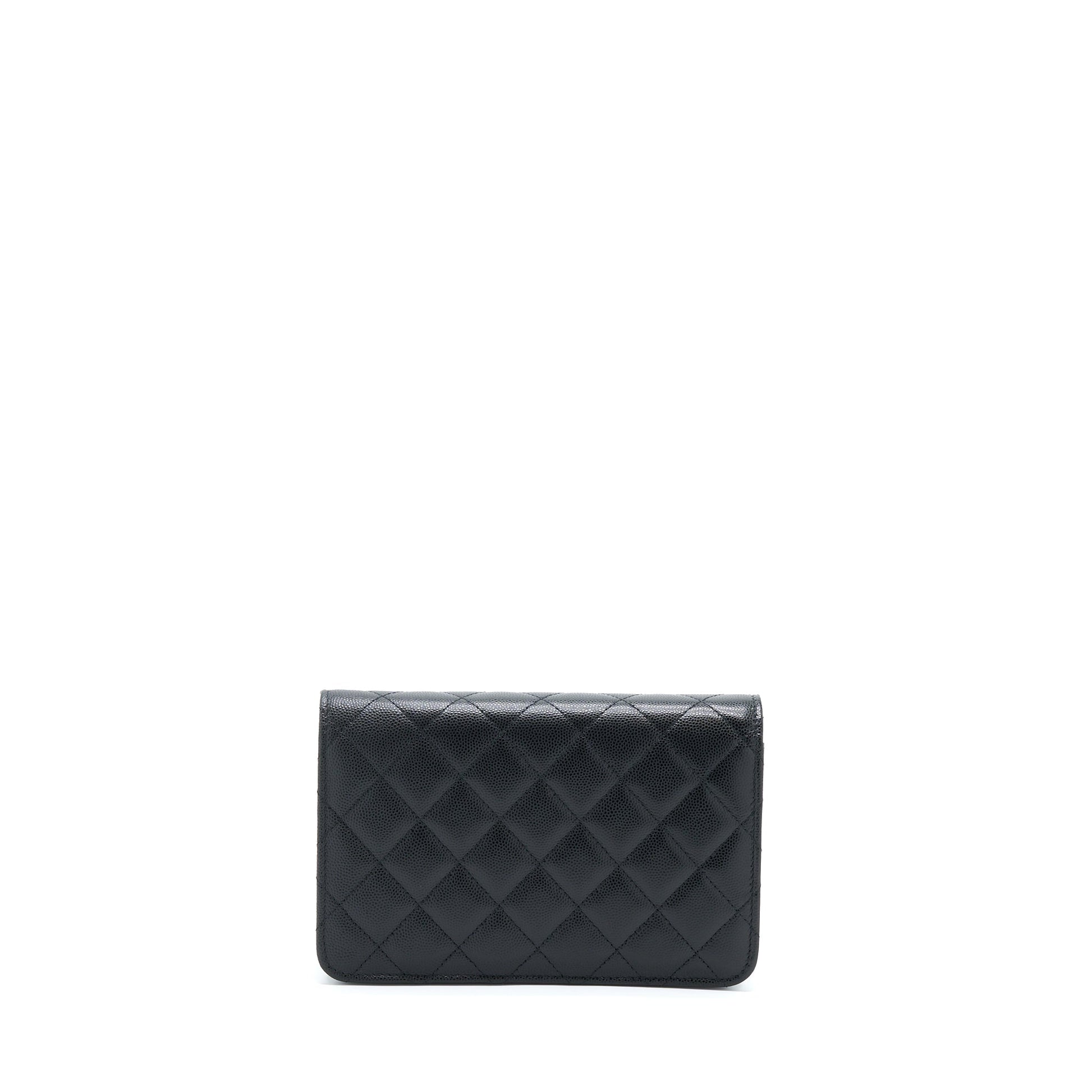 Chanel 22S On Chains Detail CC Logo Black Wallet Case