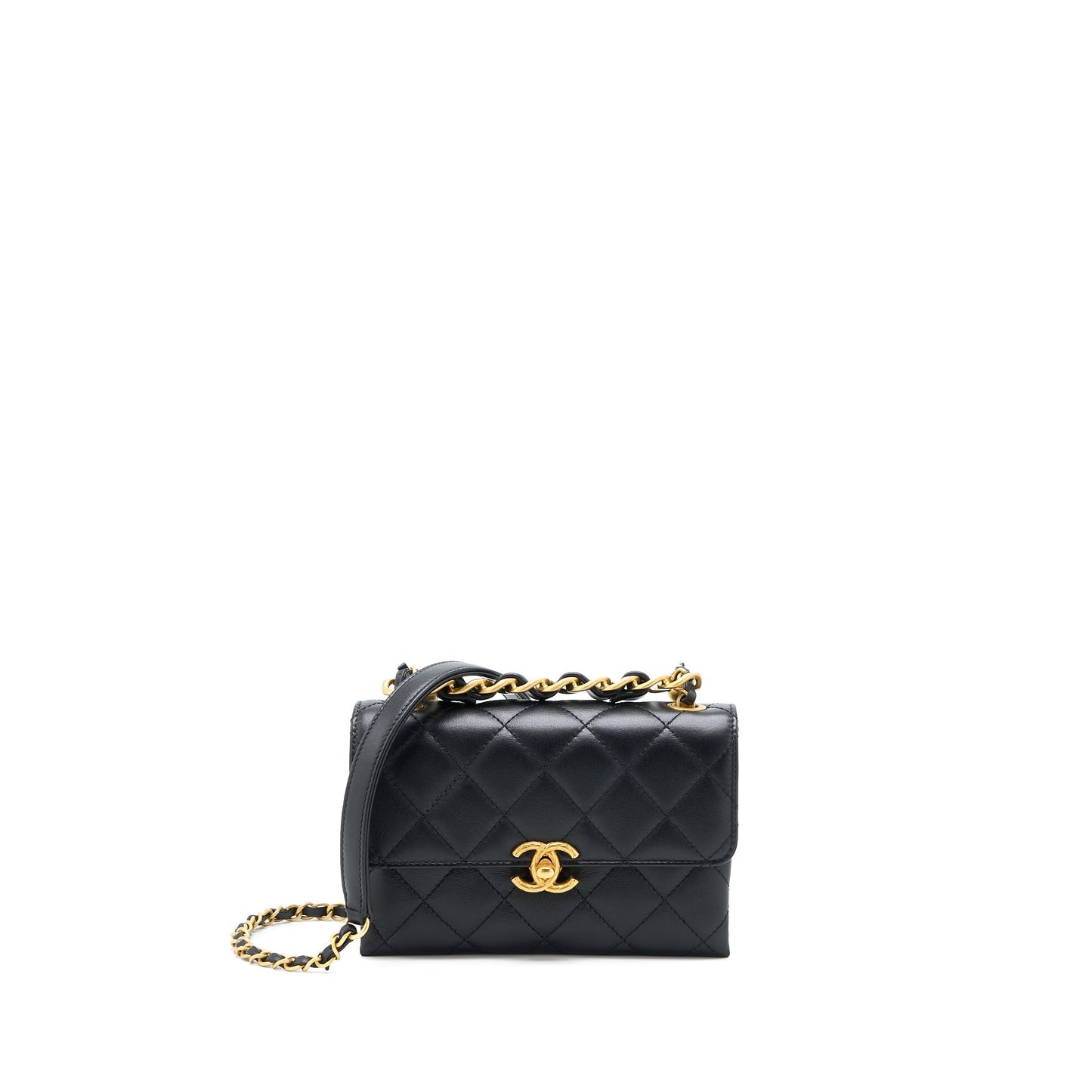 Chanel 22S Seasonal Flap Calfskin Brushed GHW Black Shoulder Bag Ghw 1
