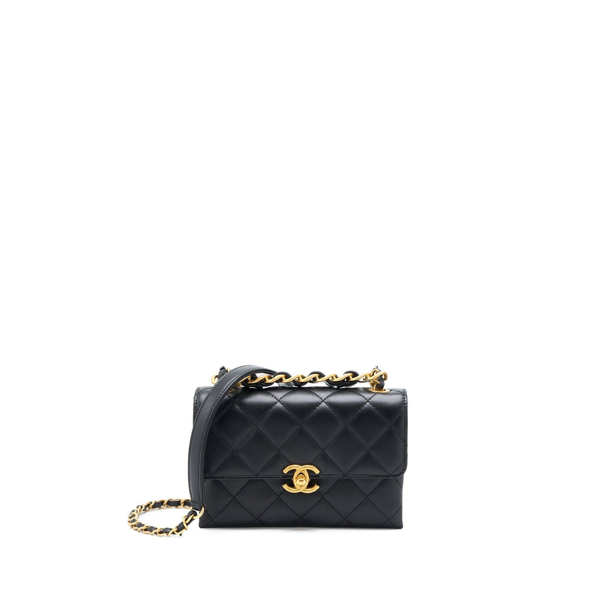 Chanel 22S Seasonal Flap Calfskin Brushed GHW Black Shoulder Bag Ghw 1