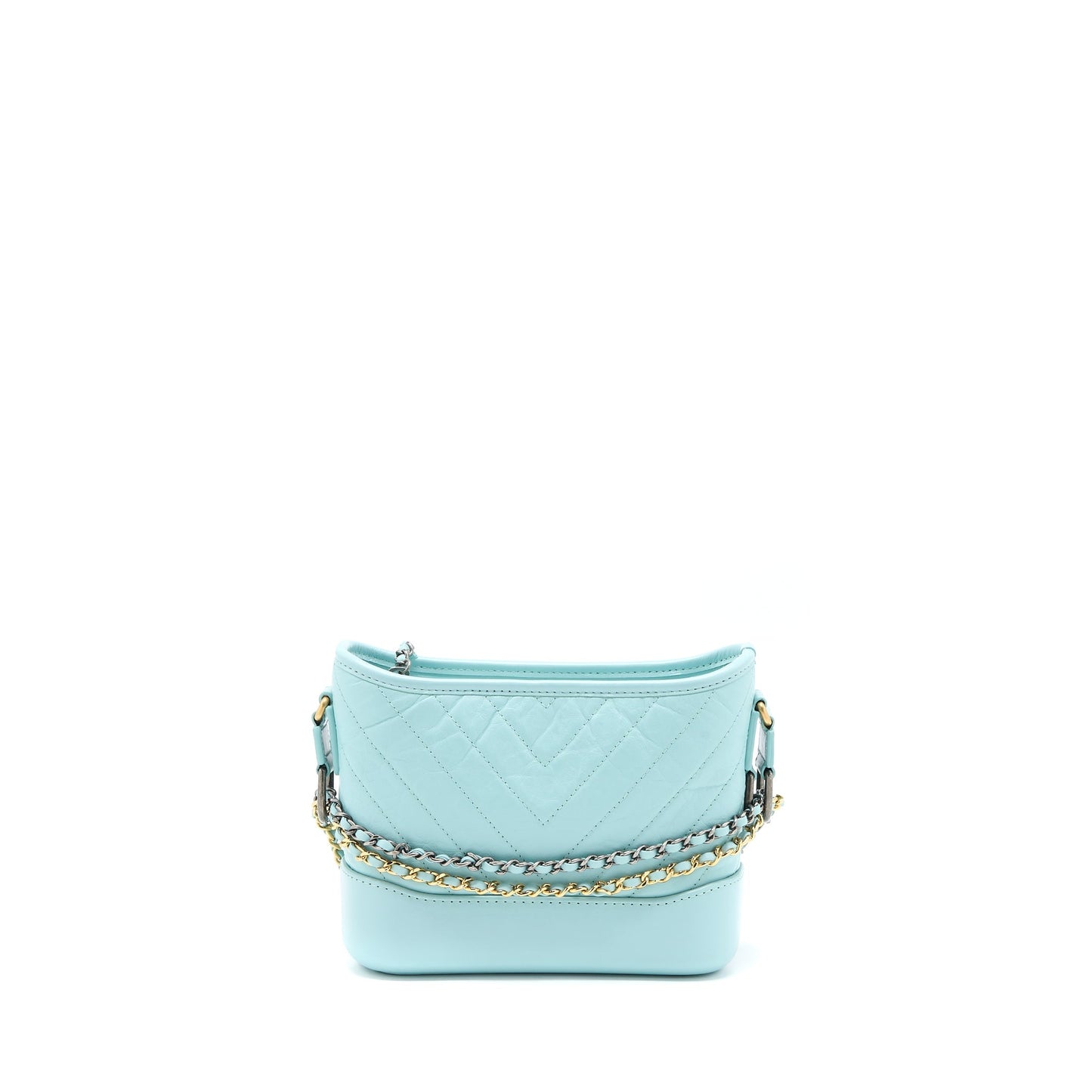 Chanel Gabrielle Chevron Calfskin Light Hardware Multicolour Blue Small Handbag