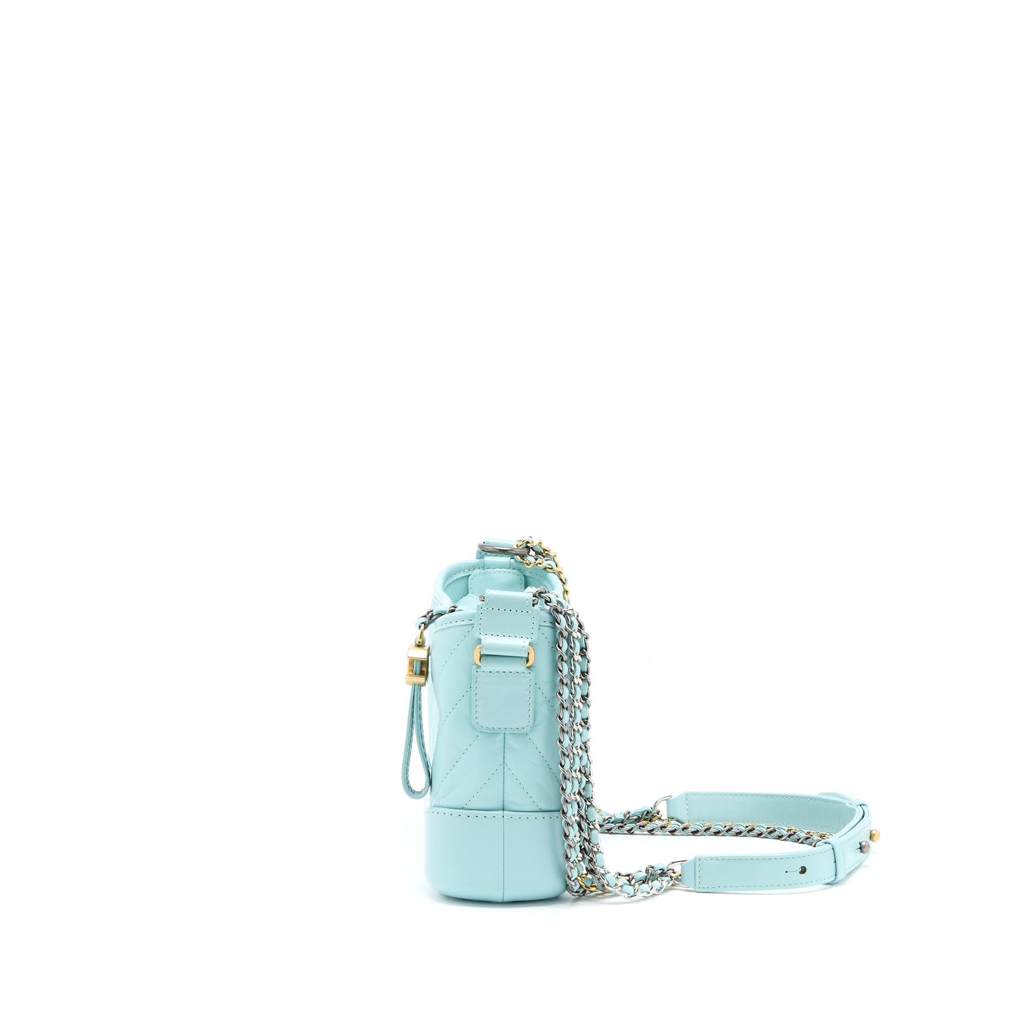 Chanel Gabrielle Chevron Calfskin Light Hardware Multicolour Blue Small Handbag