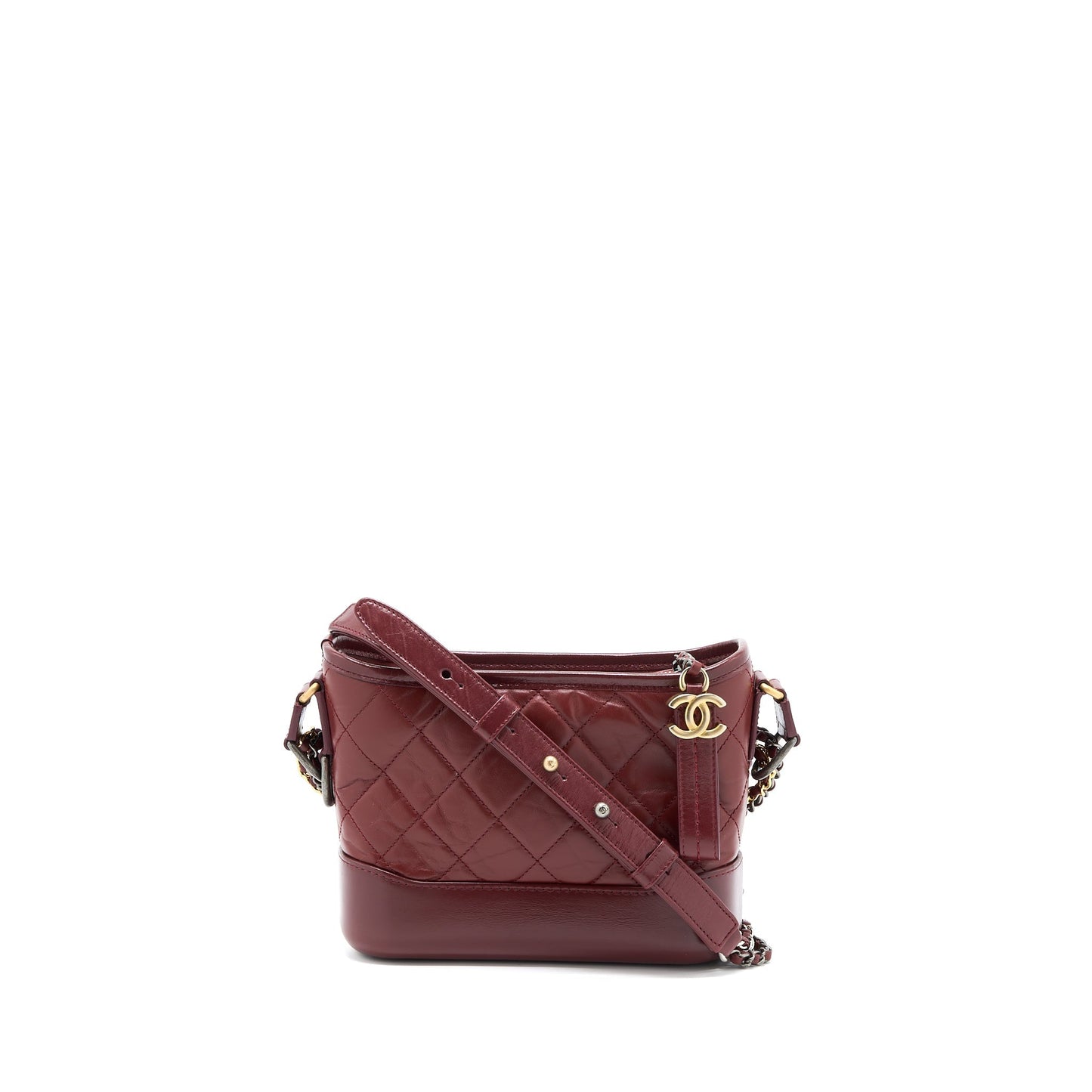 Chanel Gabrielle Hobo Calfskin Burgundy Hardware Multicolour Small Shoulder Bag