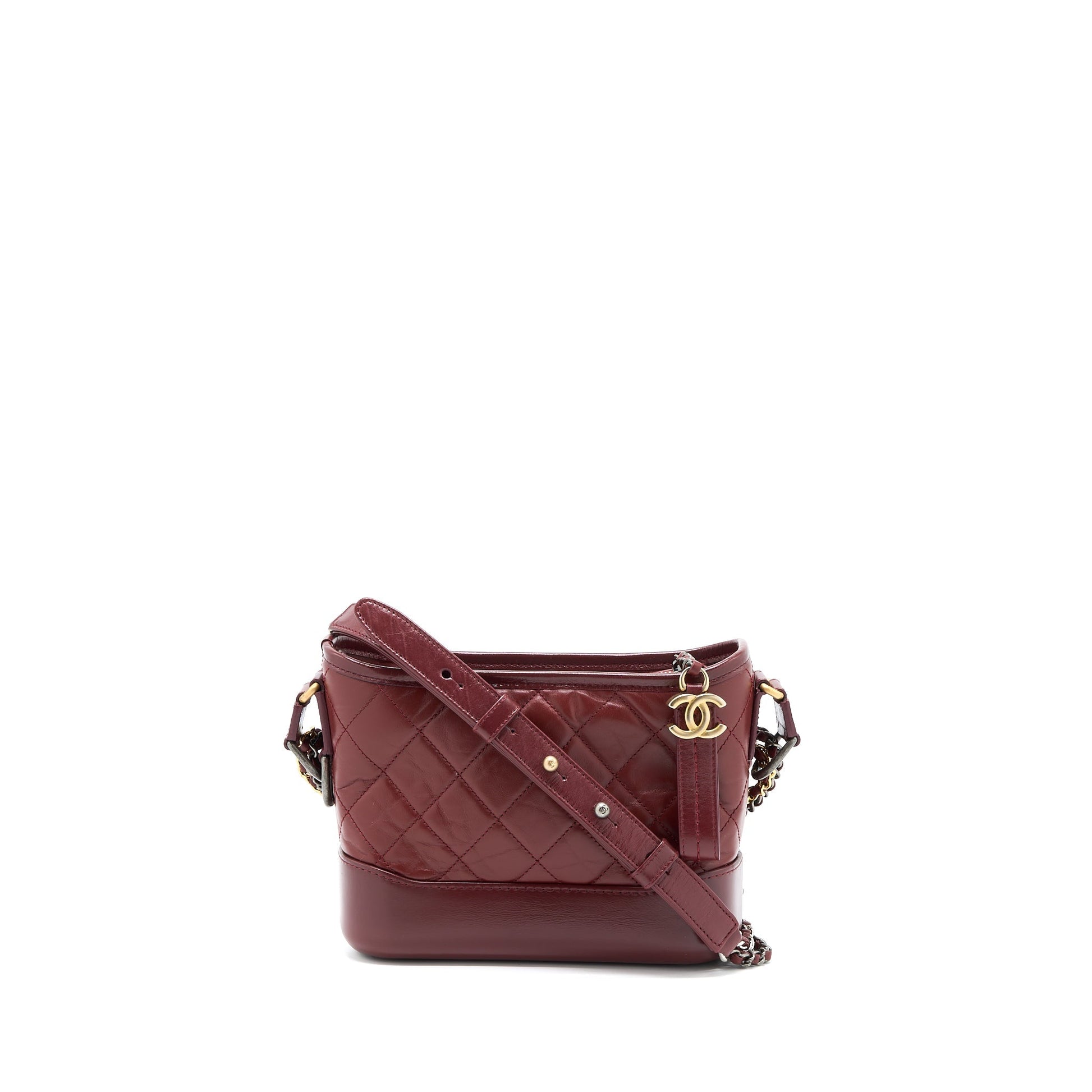 Chanel Gabrielle Hobo Calfskin Burgundy Hardware Multicolour Small Shoulder Bag