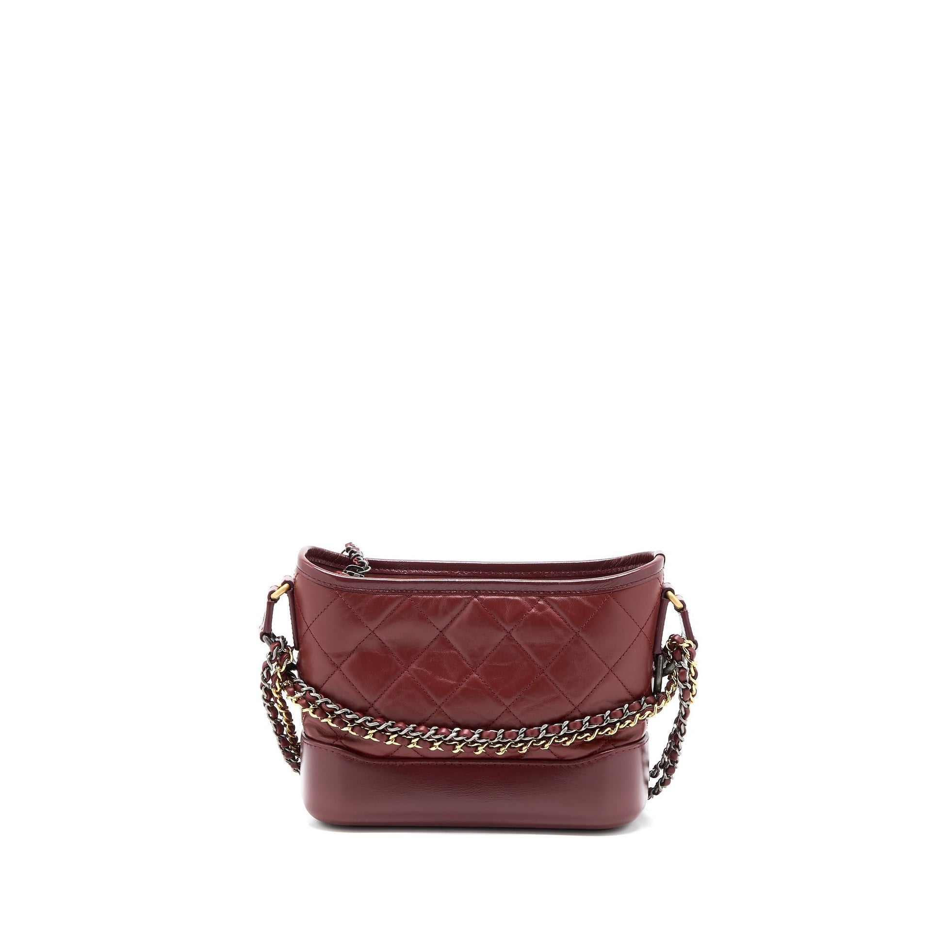 Chanel Gabrielle Hobo Calfskin Burgundy Hardware Multicolour Small Shoulder Bag
