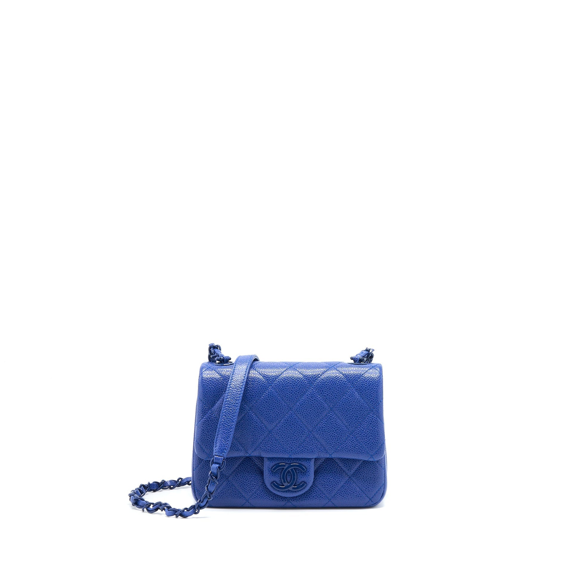 Chanel Square Flap Caviar Hardware Blue Shoulder Bag