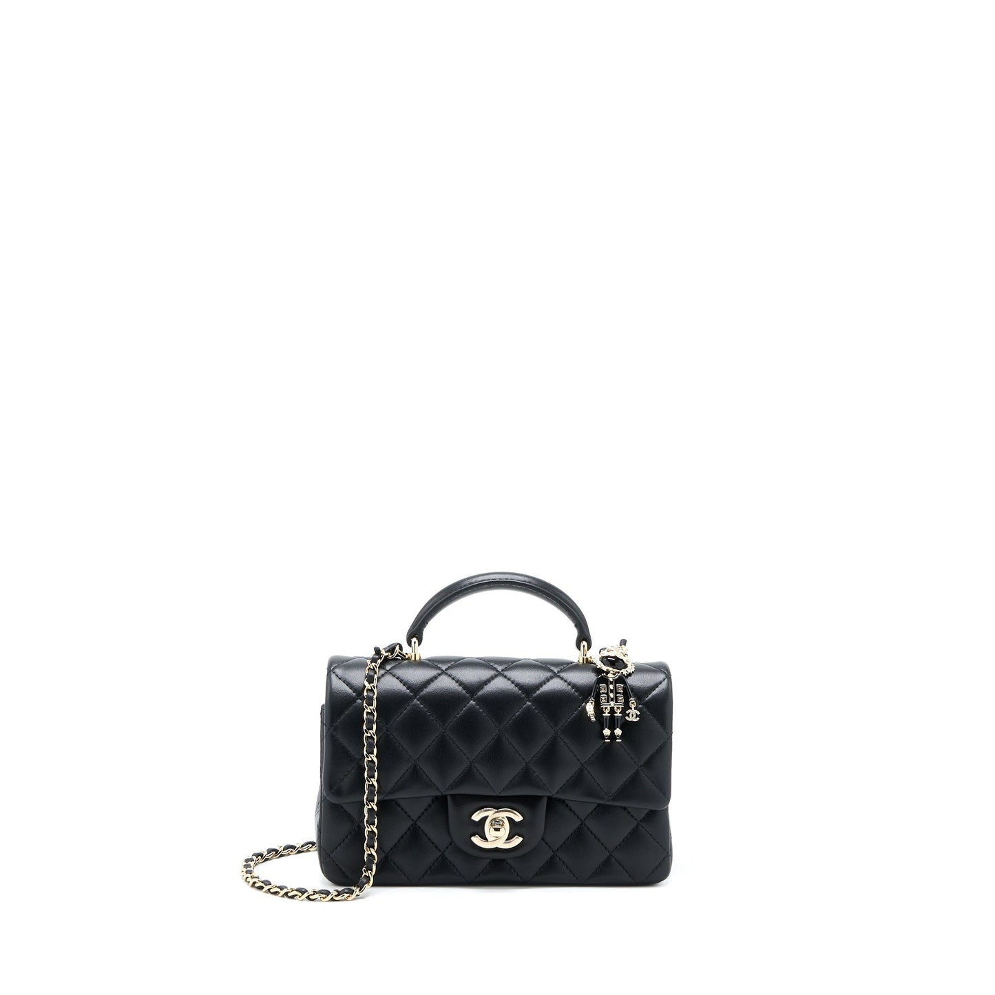 Chanel 22P lion charm Top Handle Rectangular Black Key Chain