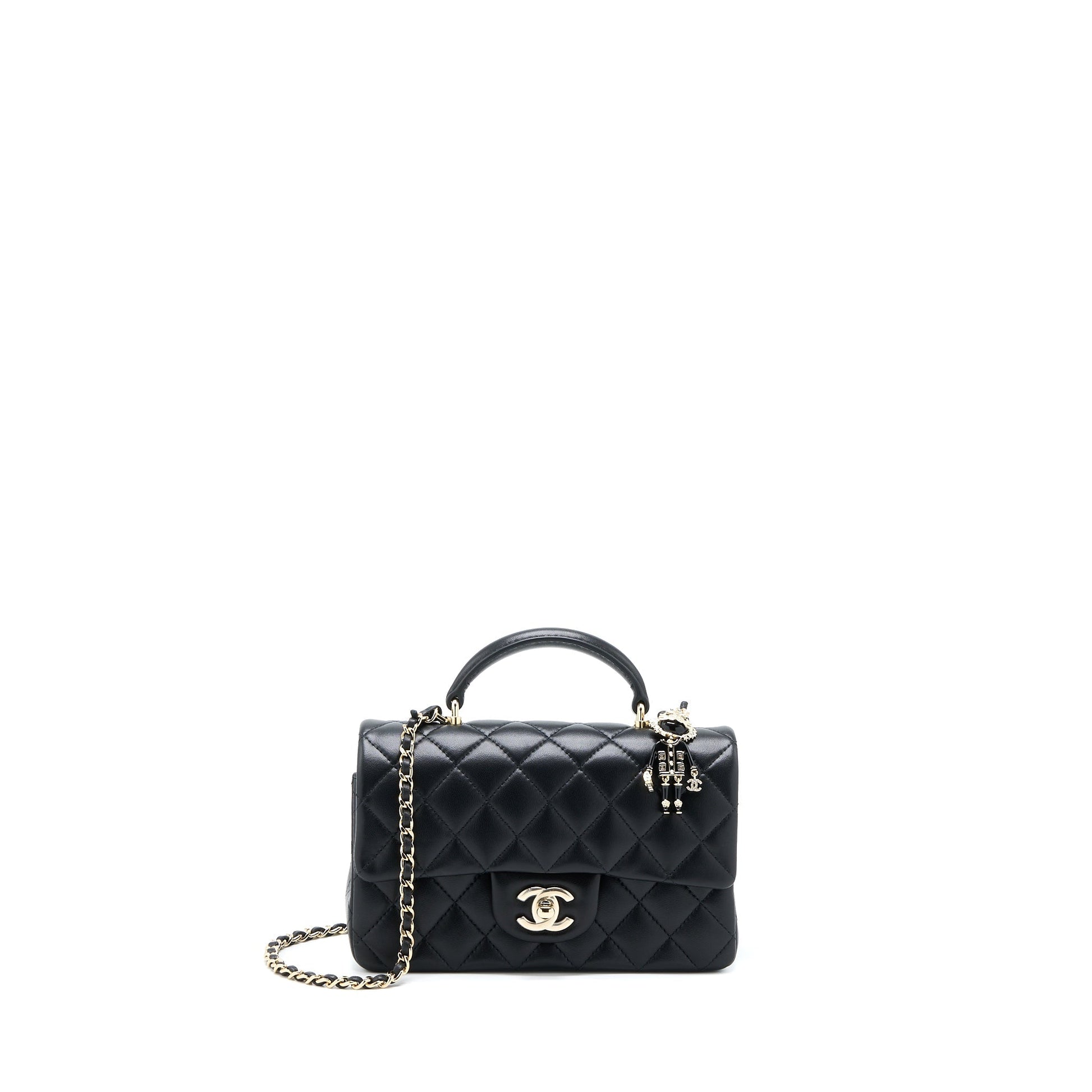 Chanel 22P lion charm Top Handle Rectangular Black Key Chain