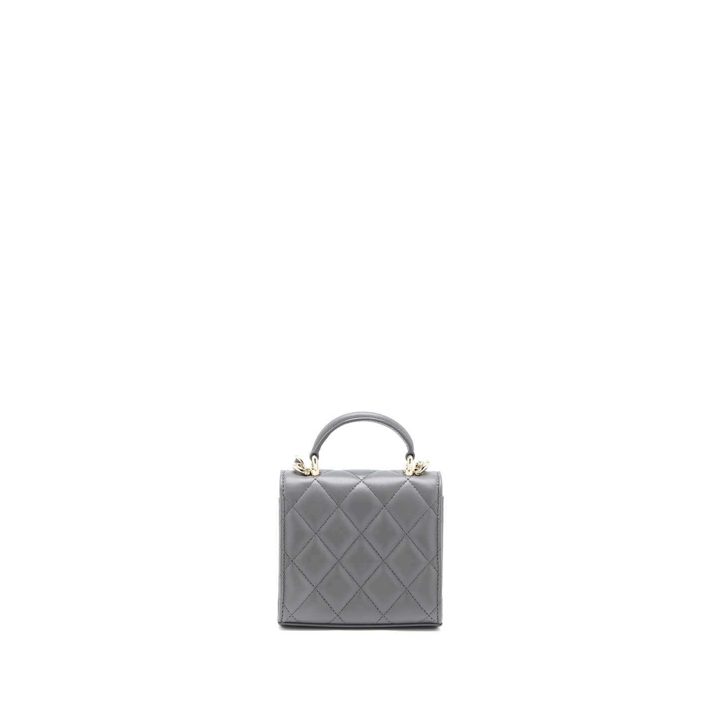 Chanel Top Handle Flap Lambskin Dark LGHW Grey Shoulder Bag