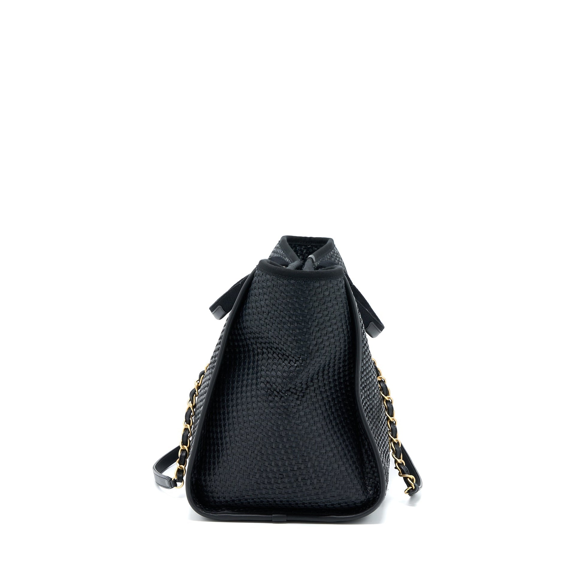 Chanel Raffia Deauville GHW Black Tote Bag