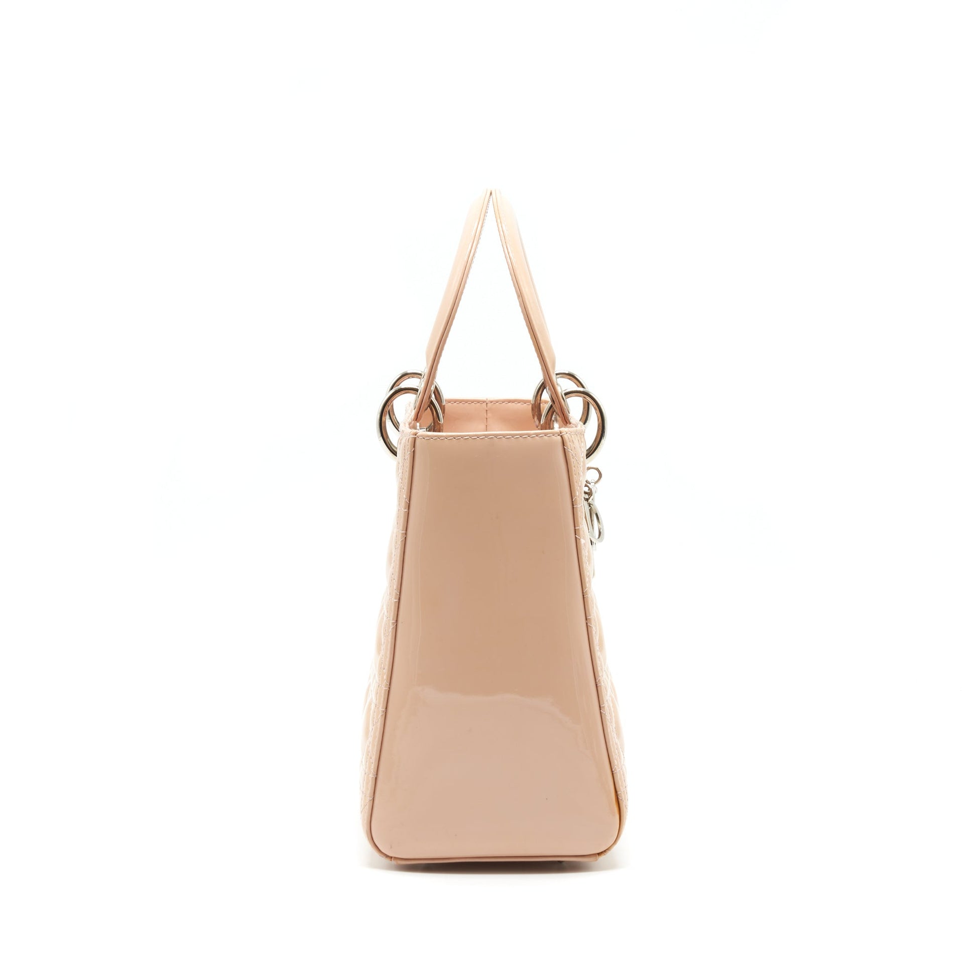 Dior Lady Purse Patent Light Handbag Pink Medium Travel Bag