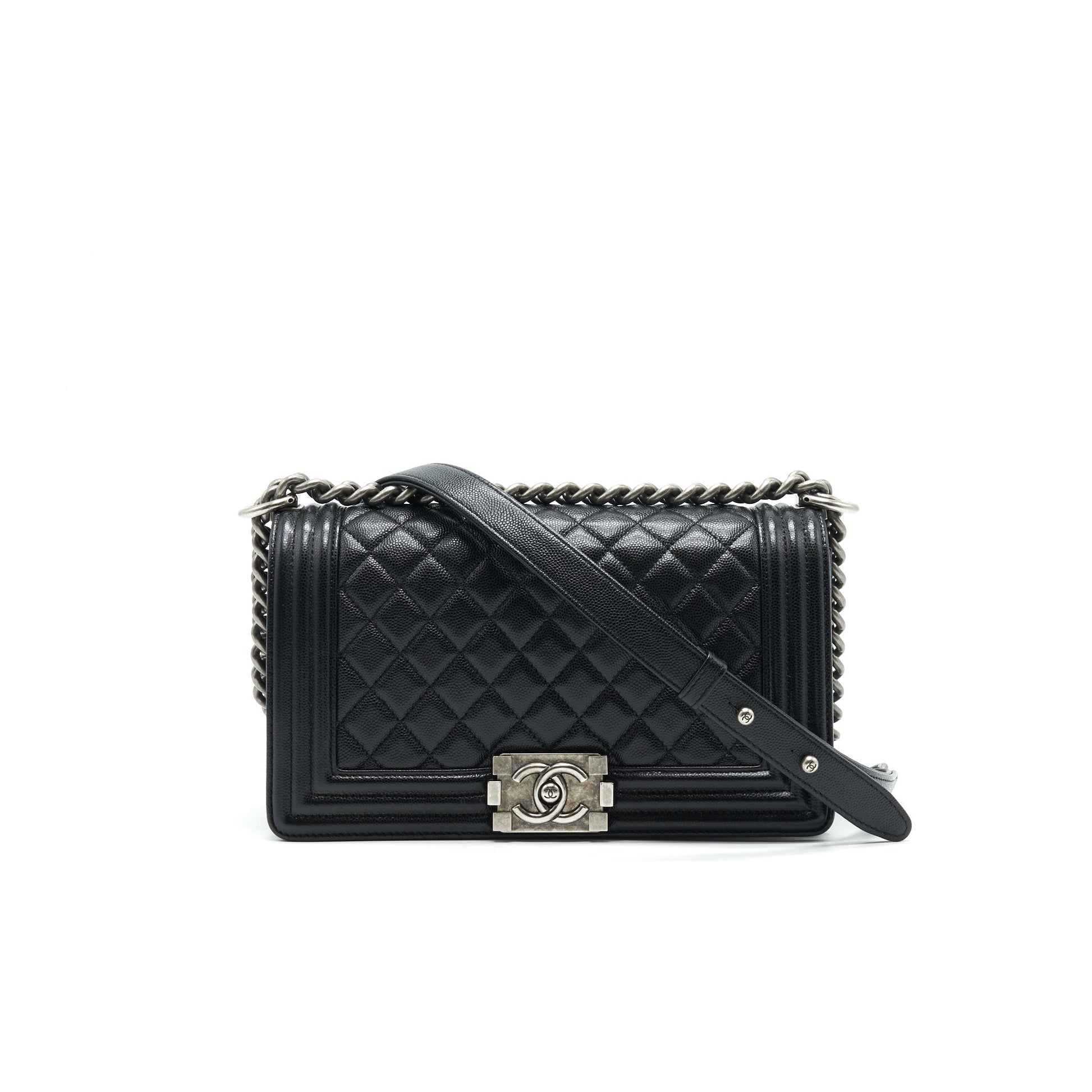 Chanel boy Caviar ruthenium hardware Black Handbag