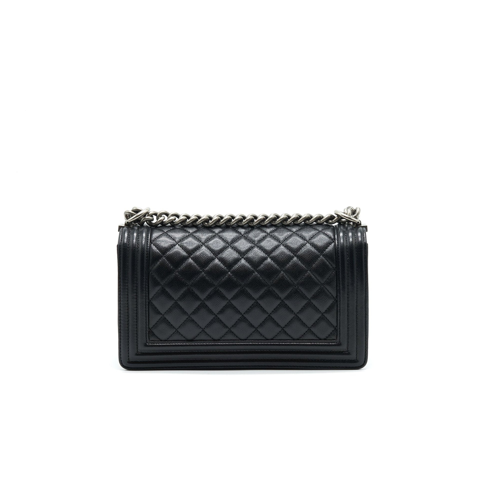 Chanel boy Caviar ruthenium hardware Black Handbag