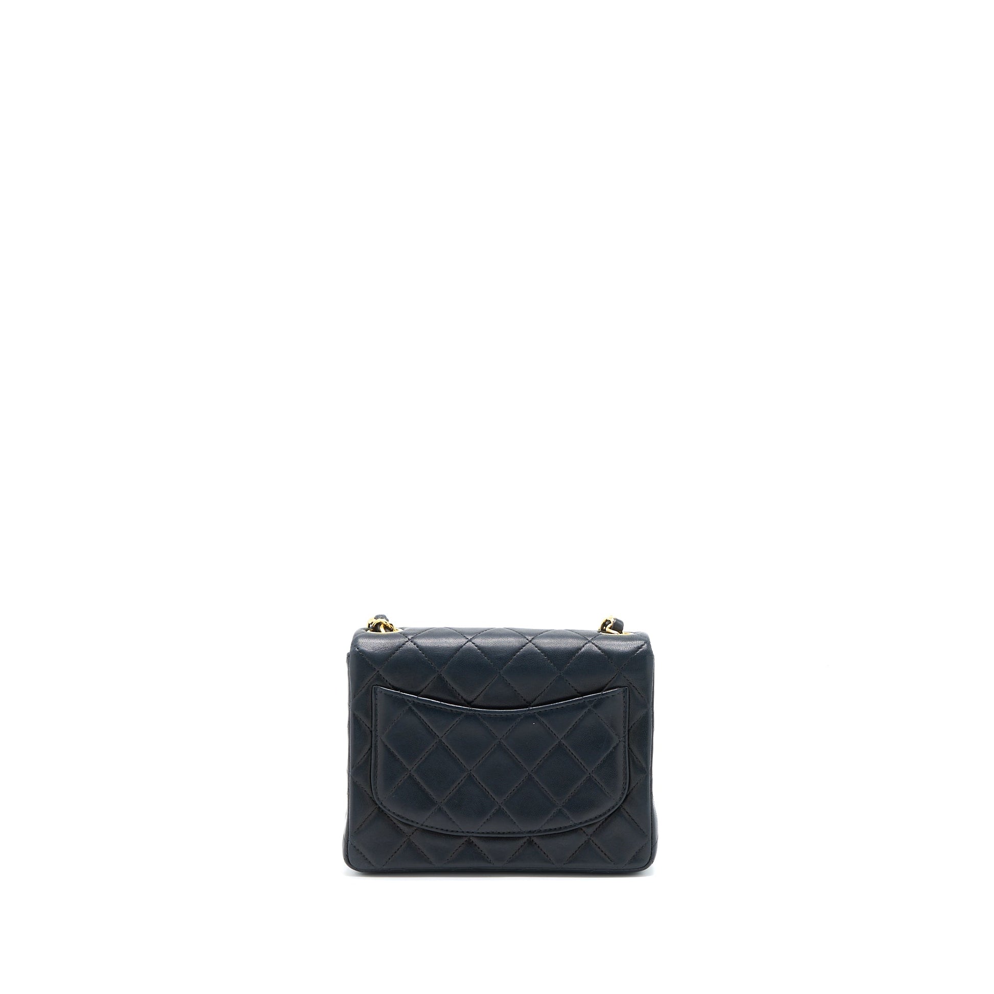 Chanel Square Flap Lambskin GHW Black Shoulder Bag Black Ghw