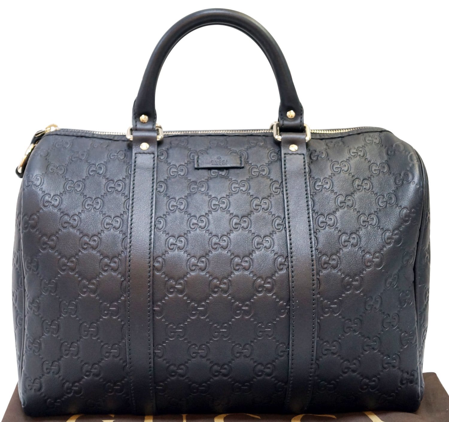 Gucci ssima Boston Bag Leather Black Travel Bag