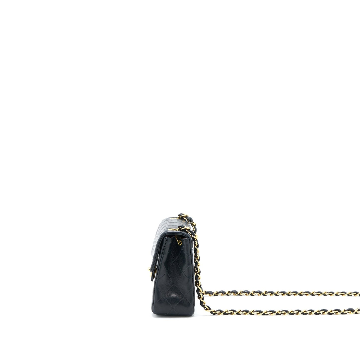 Chanel Square Flap Lambskin GHW Black Shoulder Bag Black Ghw