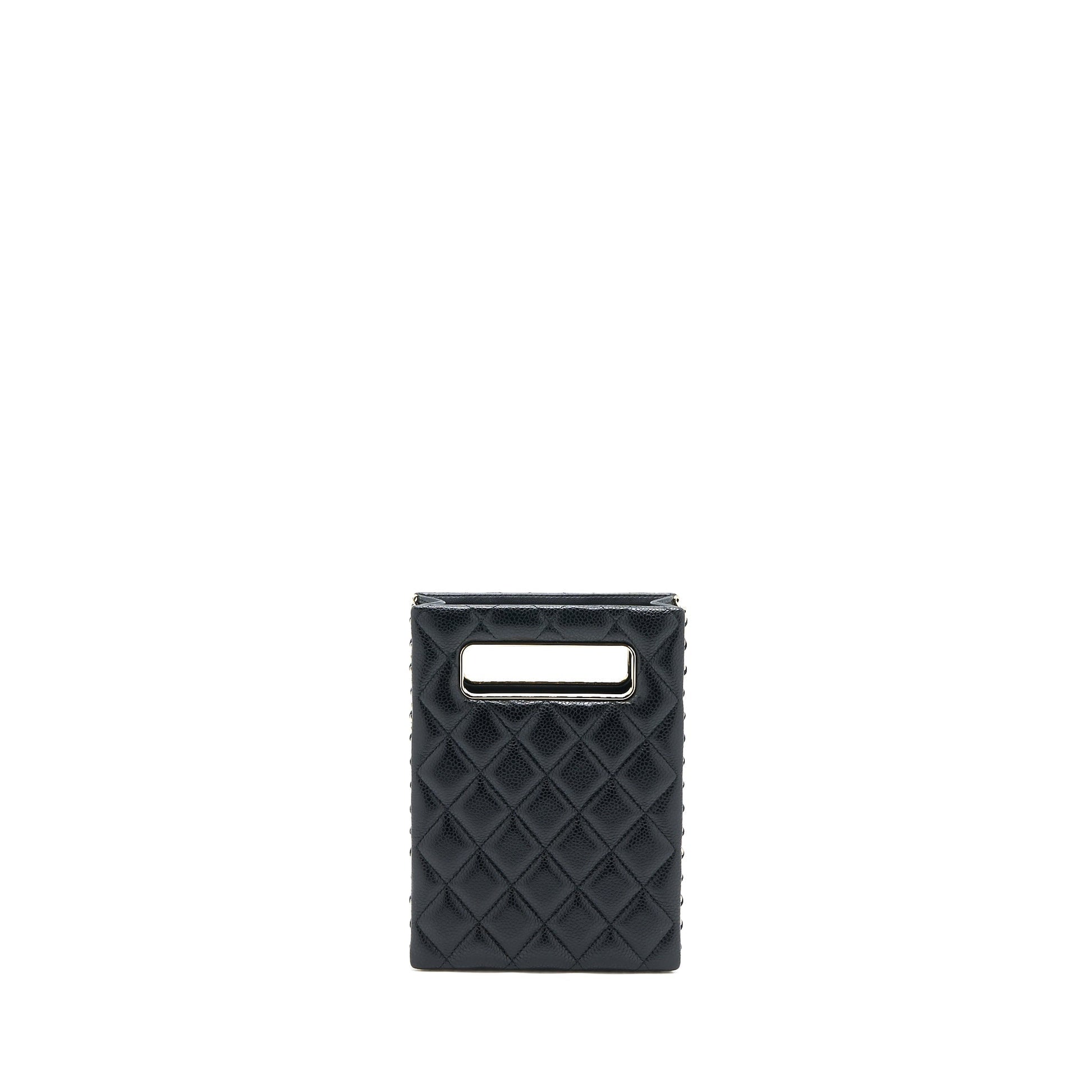 Chanel Vertical Evening Caviar LGHW Microchip Black Handbag