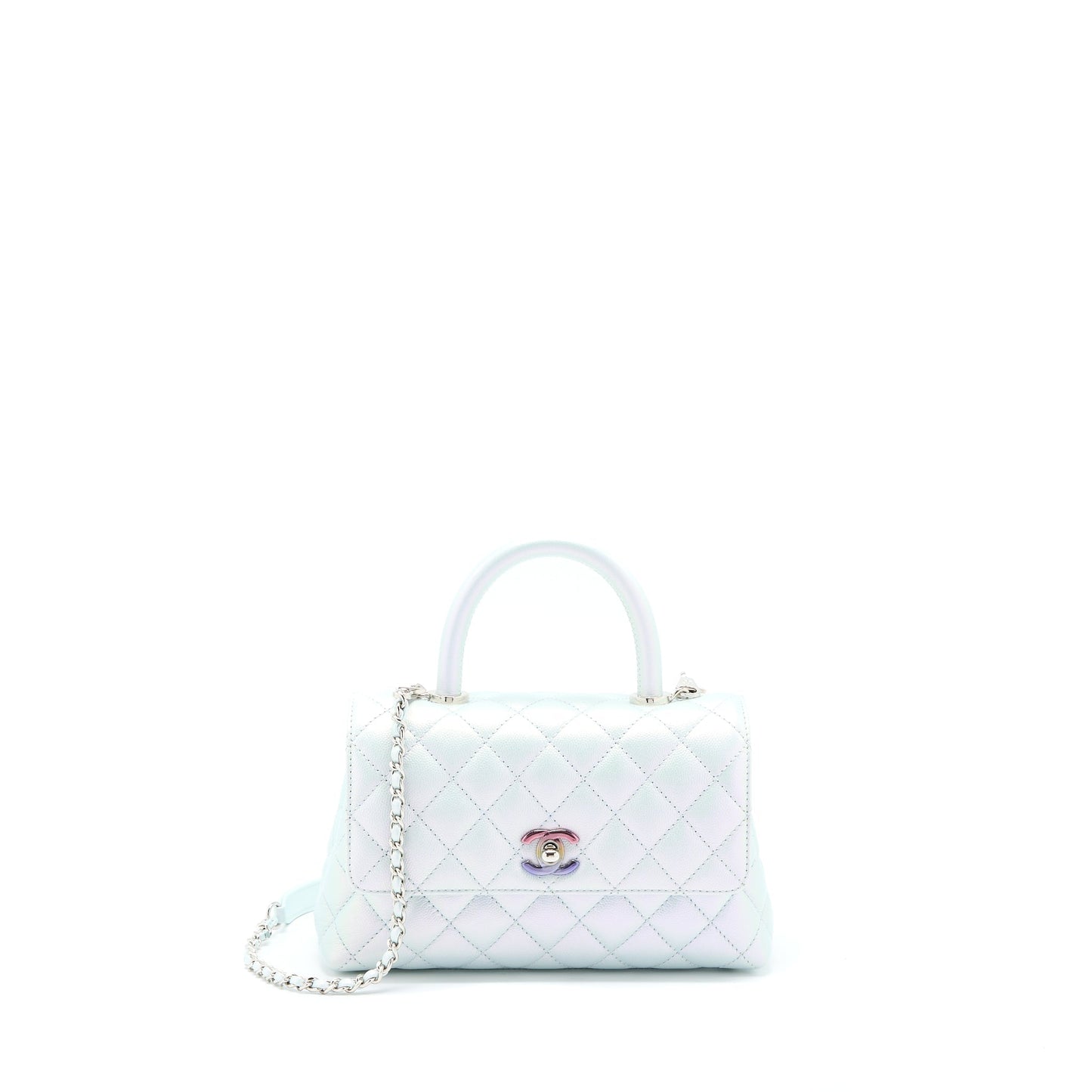 Chanel Coco Handle ombrÃ© Iridescent light Hardware Multicolour Blue Small Handbag