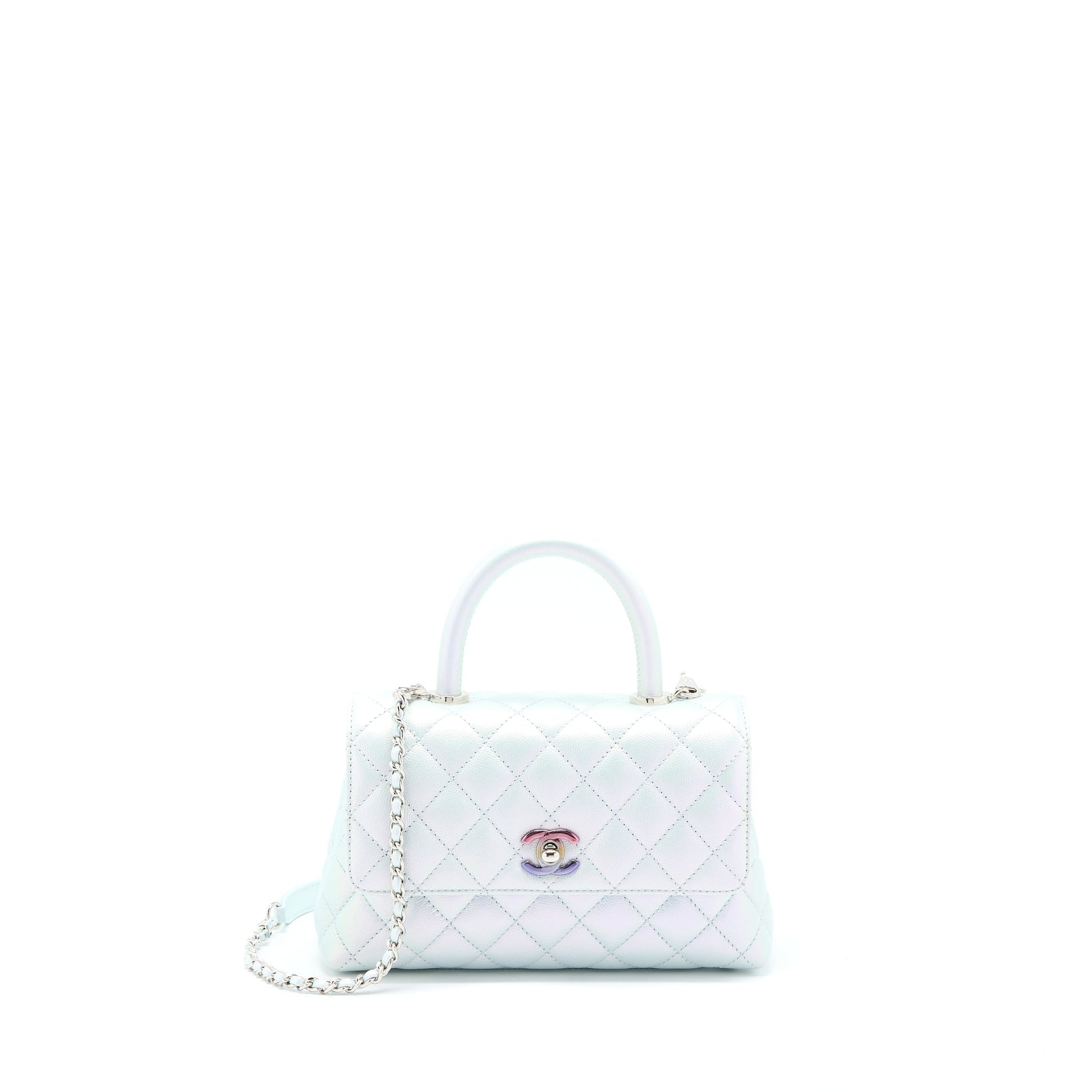Chanel Coco Handle ombrÃ© Iridescent light Hardware Multicolour Blue Small Handbag