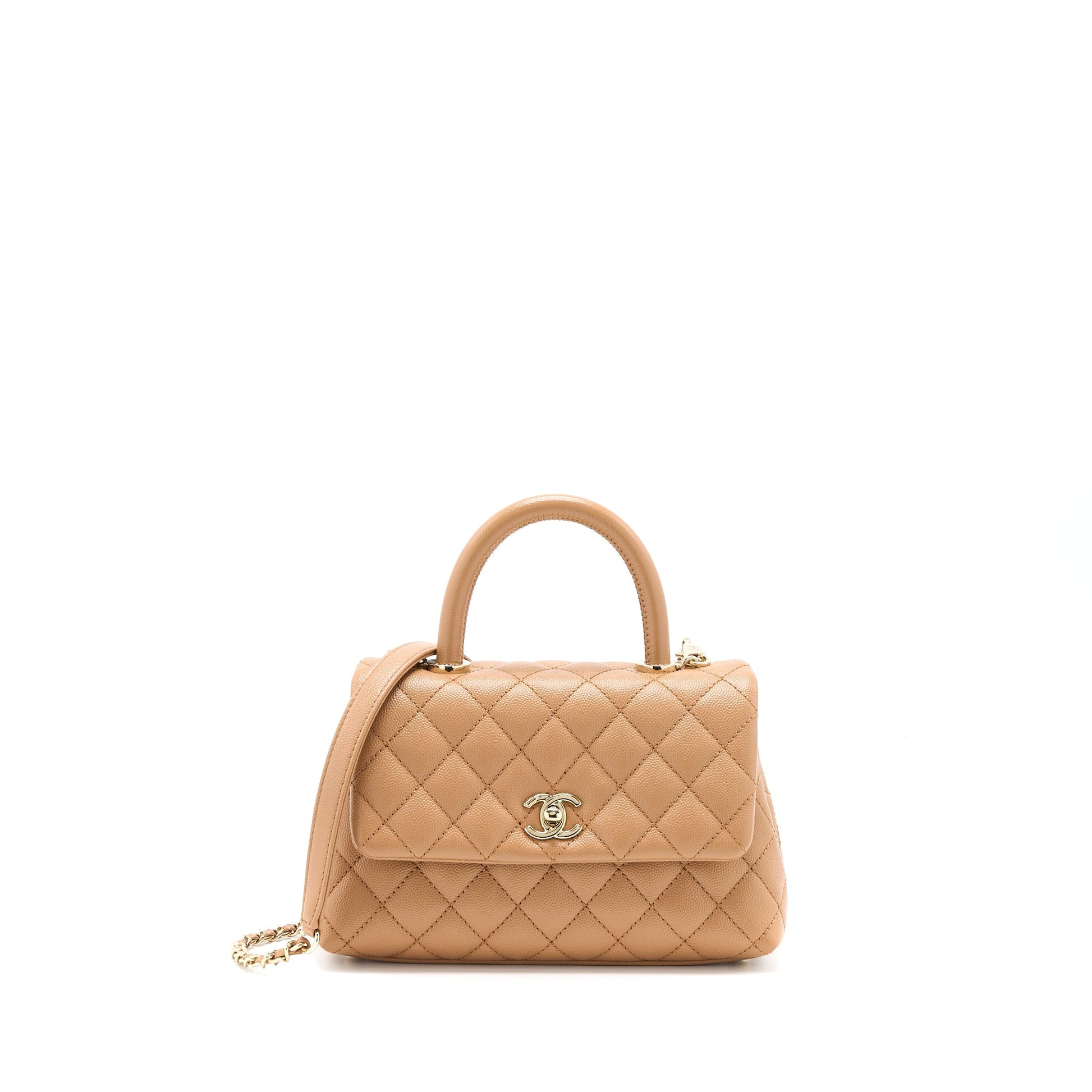 Chanel Coco Handle Caviar GHW Brown Small Handbag