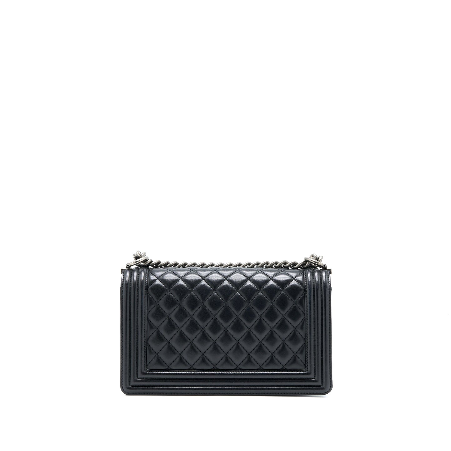 Chanel Boy Lambskin Ruthenium SHW Black Handbag Shw 1