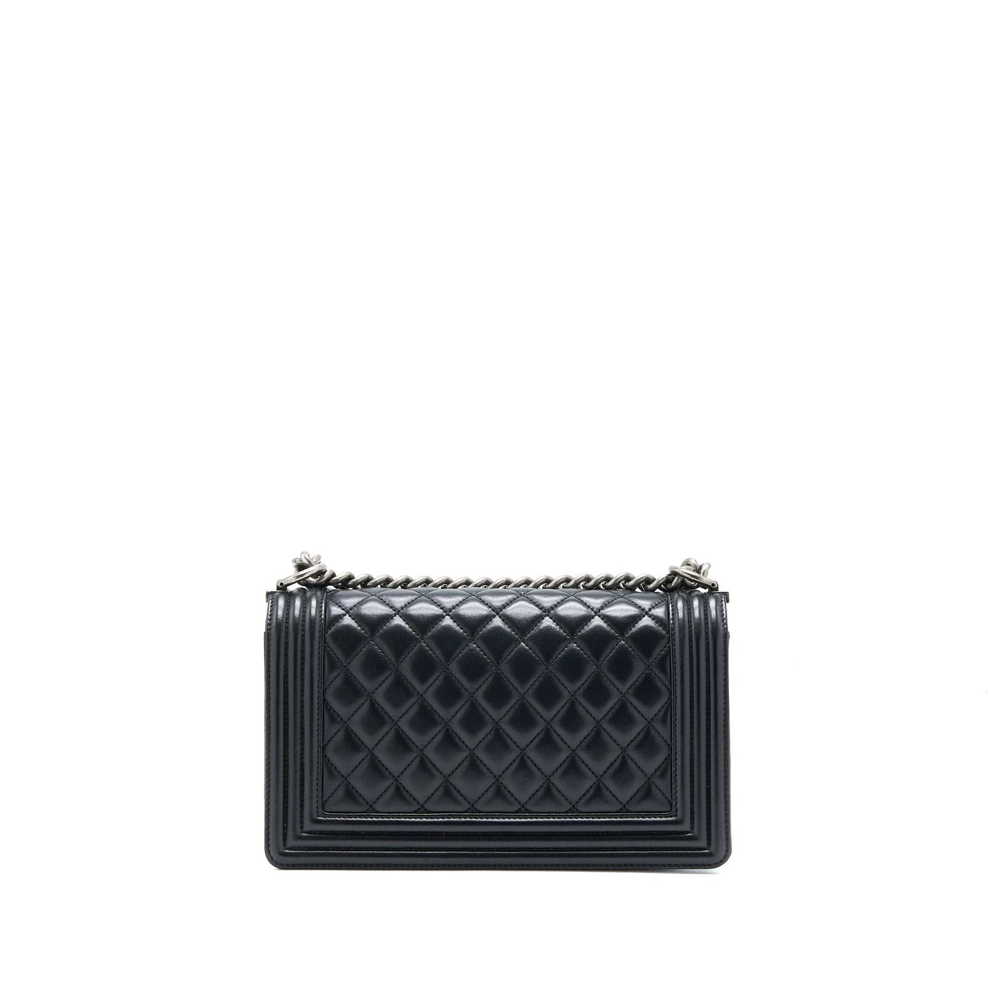 Chanel Boy Lambskin Ruthenium SHW Black Handbag Shw 1