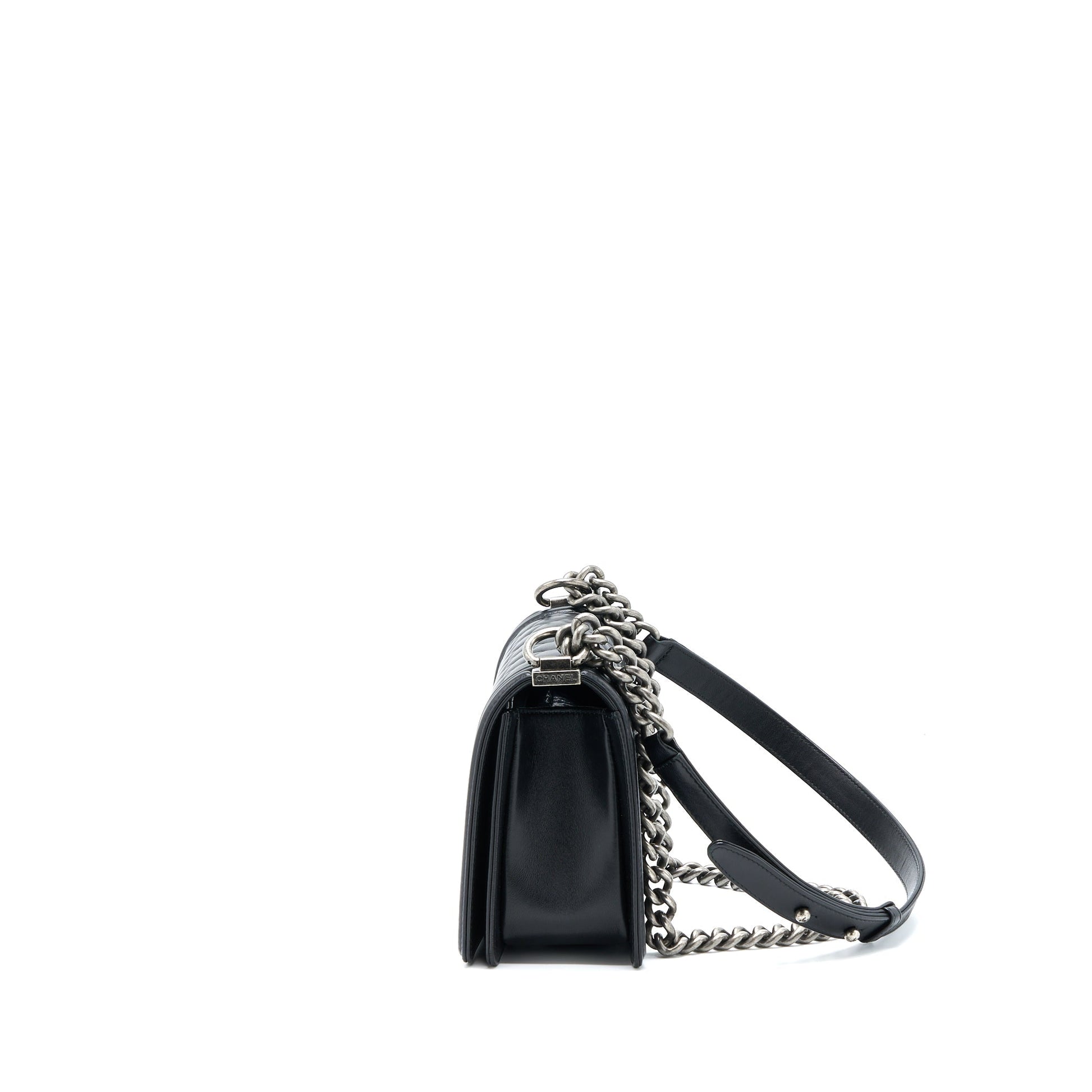 Chanel Boy Lambskin Ruthenium SHW Black Handbag Shw 1