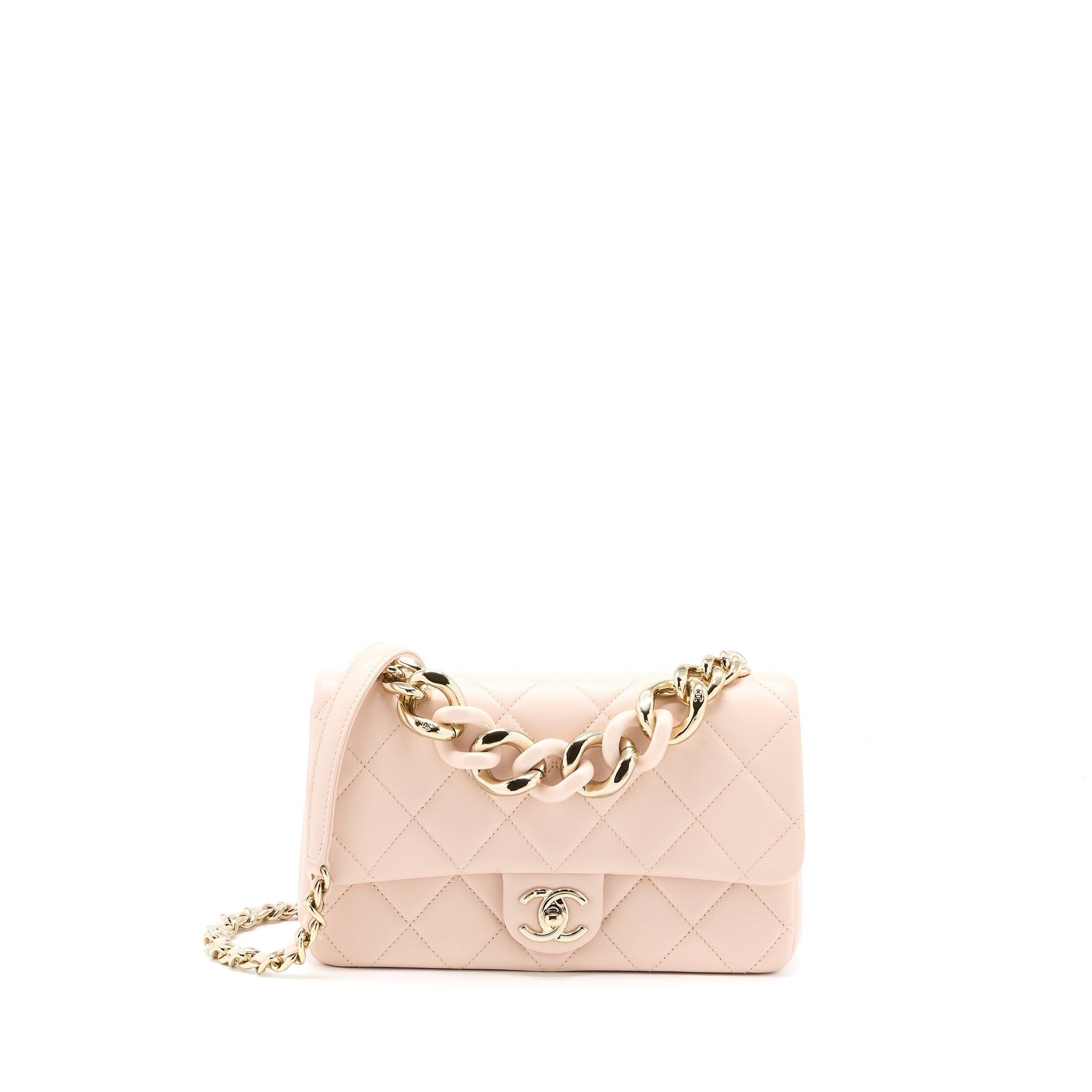 Chanel 22C Rectangular Flap Giant Top Handle Pink Shoulder Bag