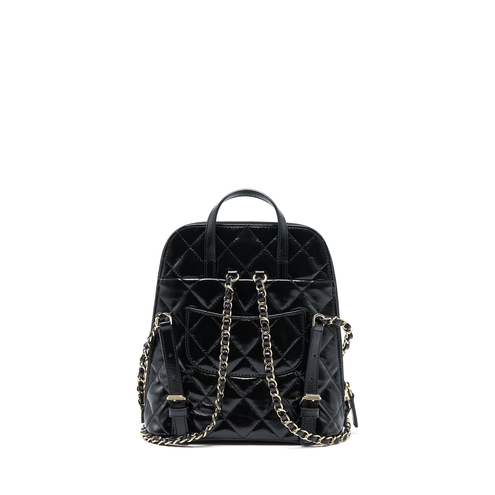 Chanel 22A Backpack Patent LGHW Microchip Black
