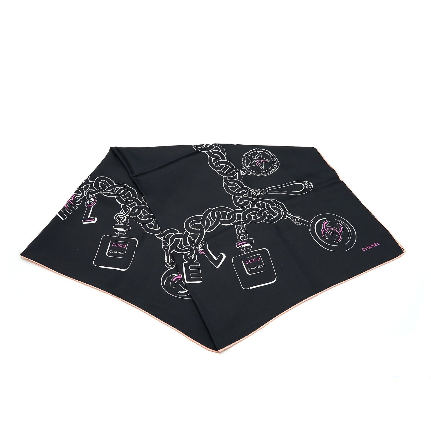 Chanel Silk Square Scarf 90cm Black