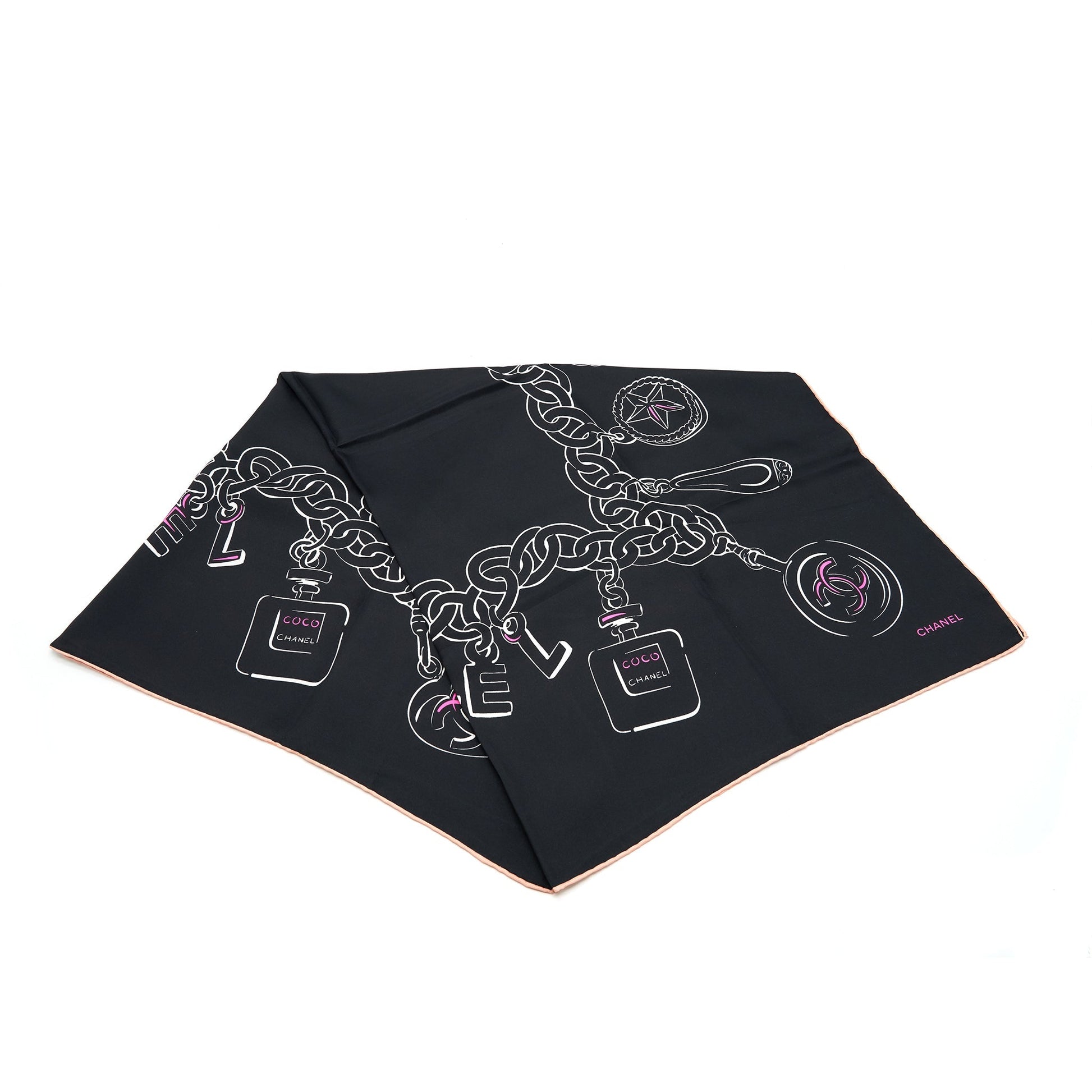 Chanel Silk Square Scarf 90cm Black