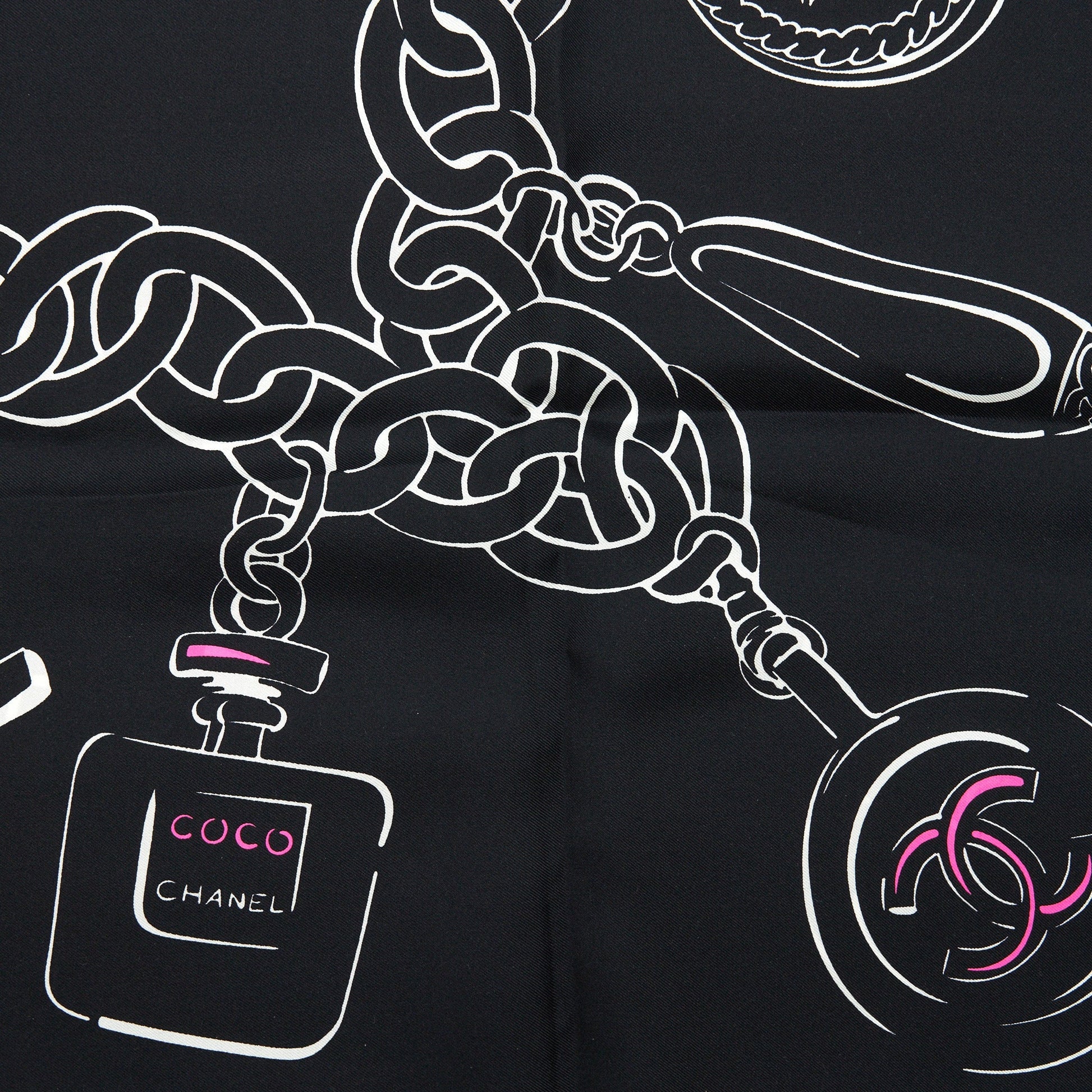 Chanel Silk Square Scarf 90cm Black