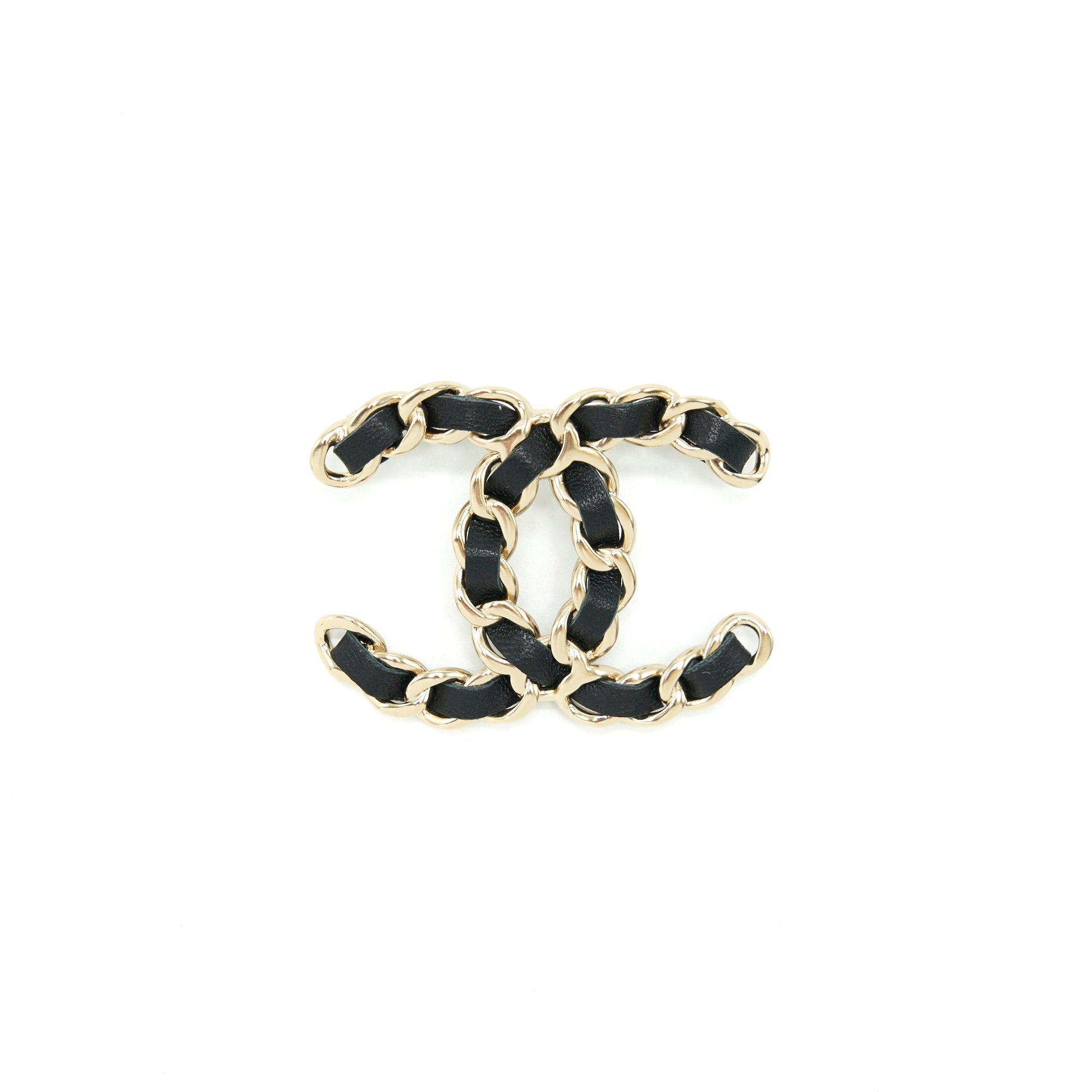 Chanel CC Logo Brooch LGHW Black Leather Handbag