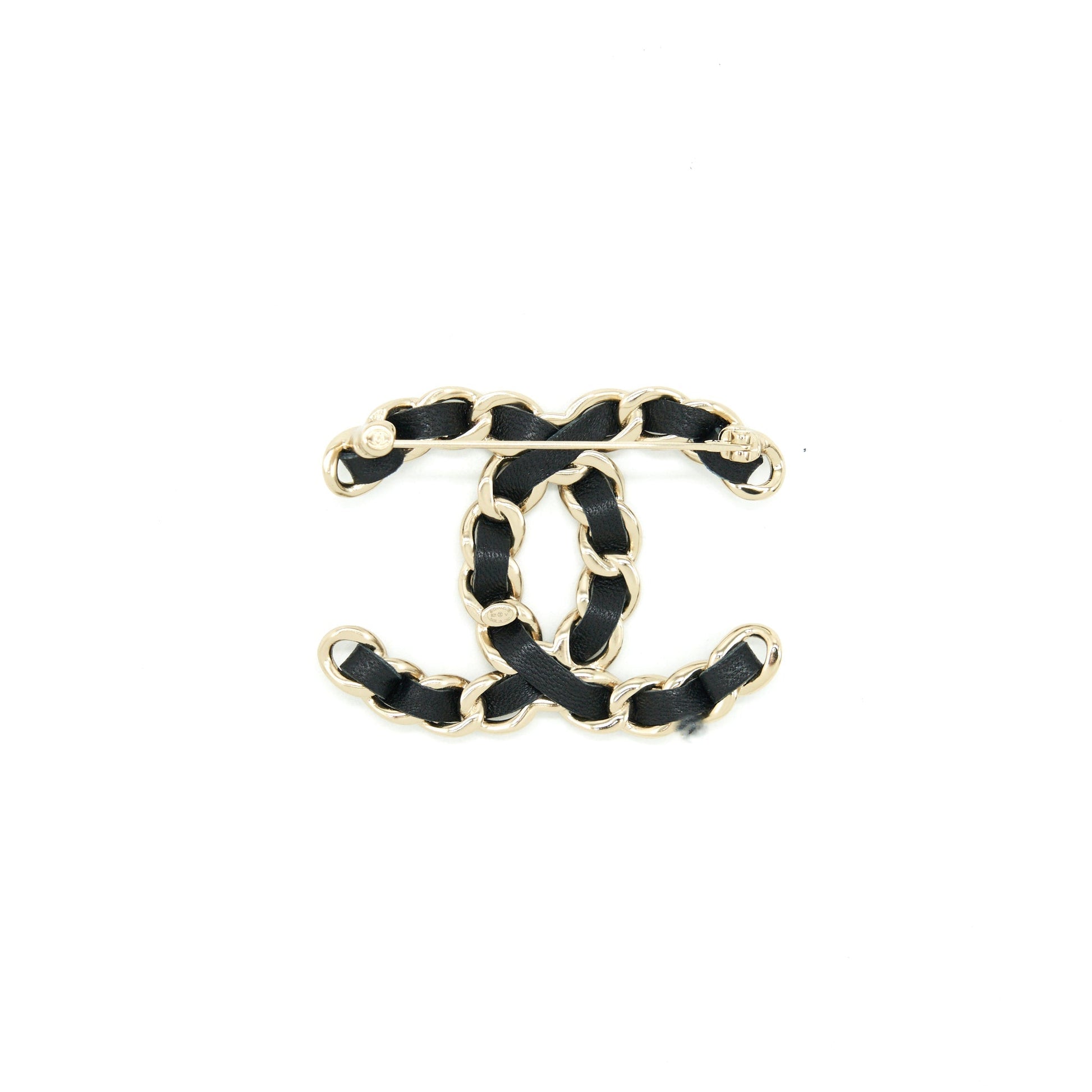 Chanel CC Logo Brooch LGHW Black Leather Handbag Lghw 2