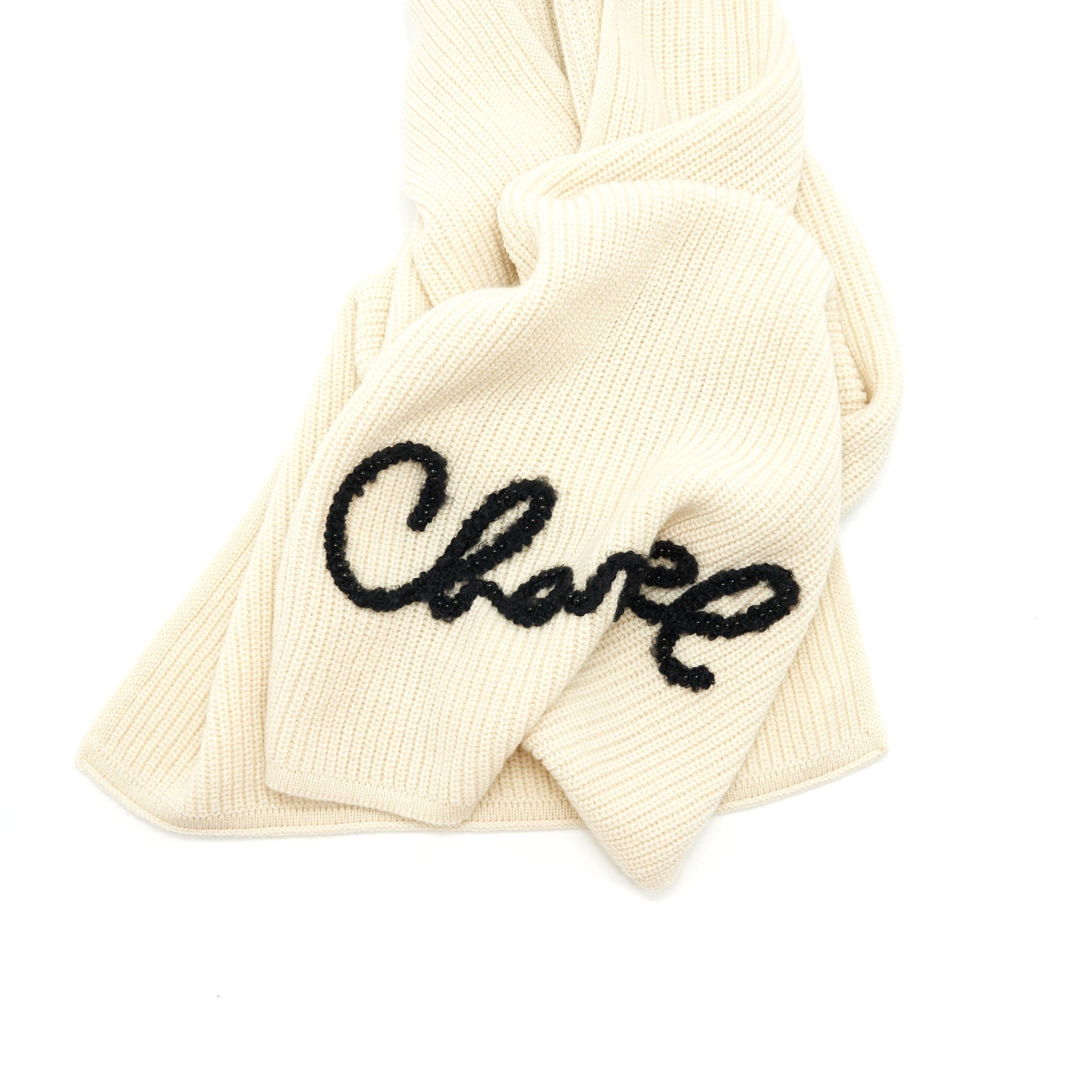 Chanel Stole Cashmere Scarf 180x40cm Ivory