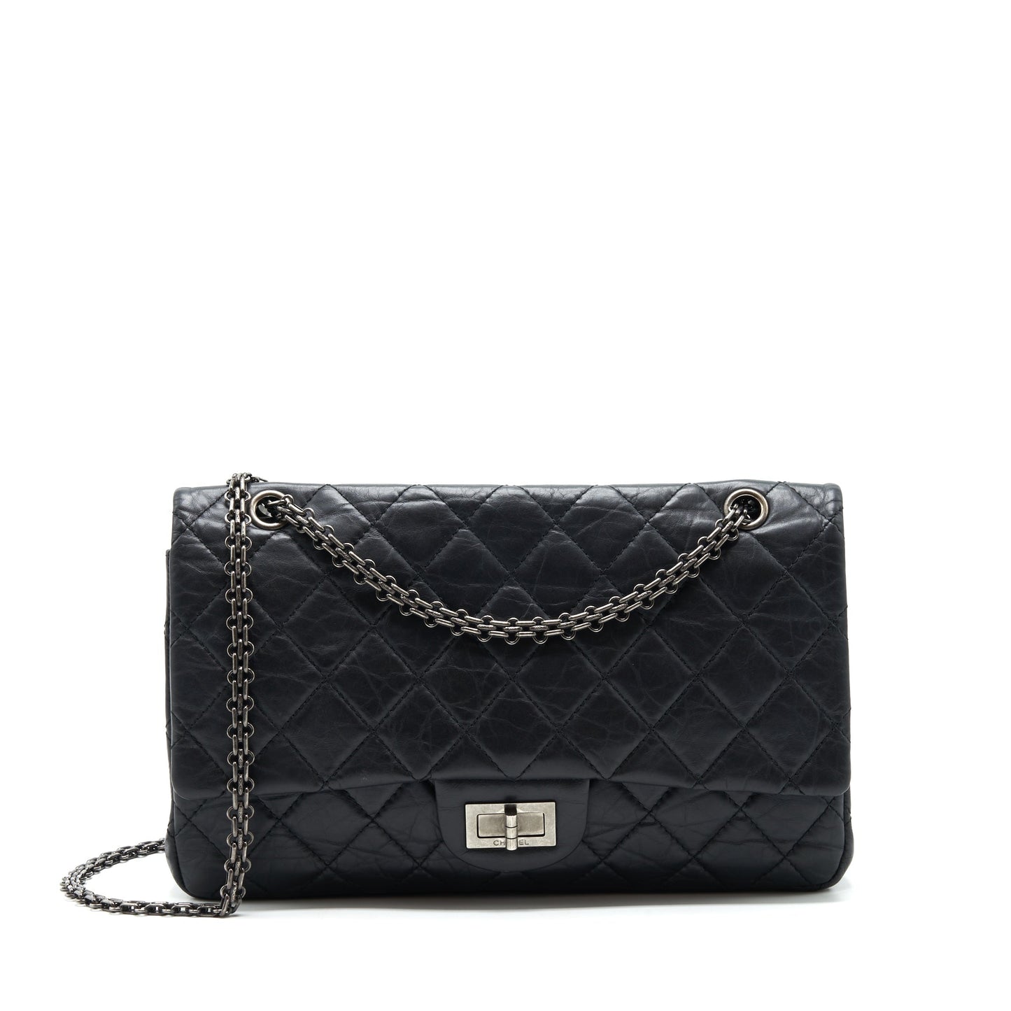 Chanel 2.55 227 reissue Calfskin Ruthenium Hardware Black Handbag
