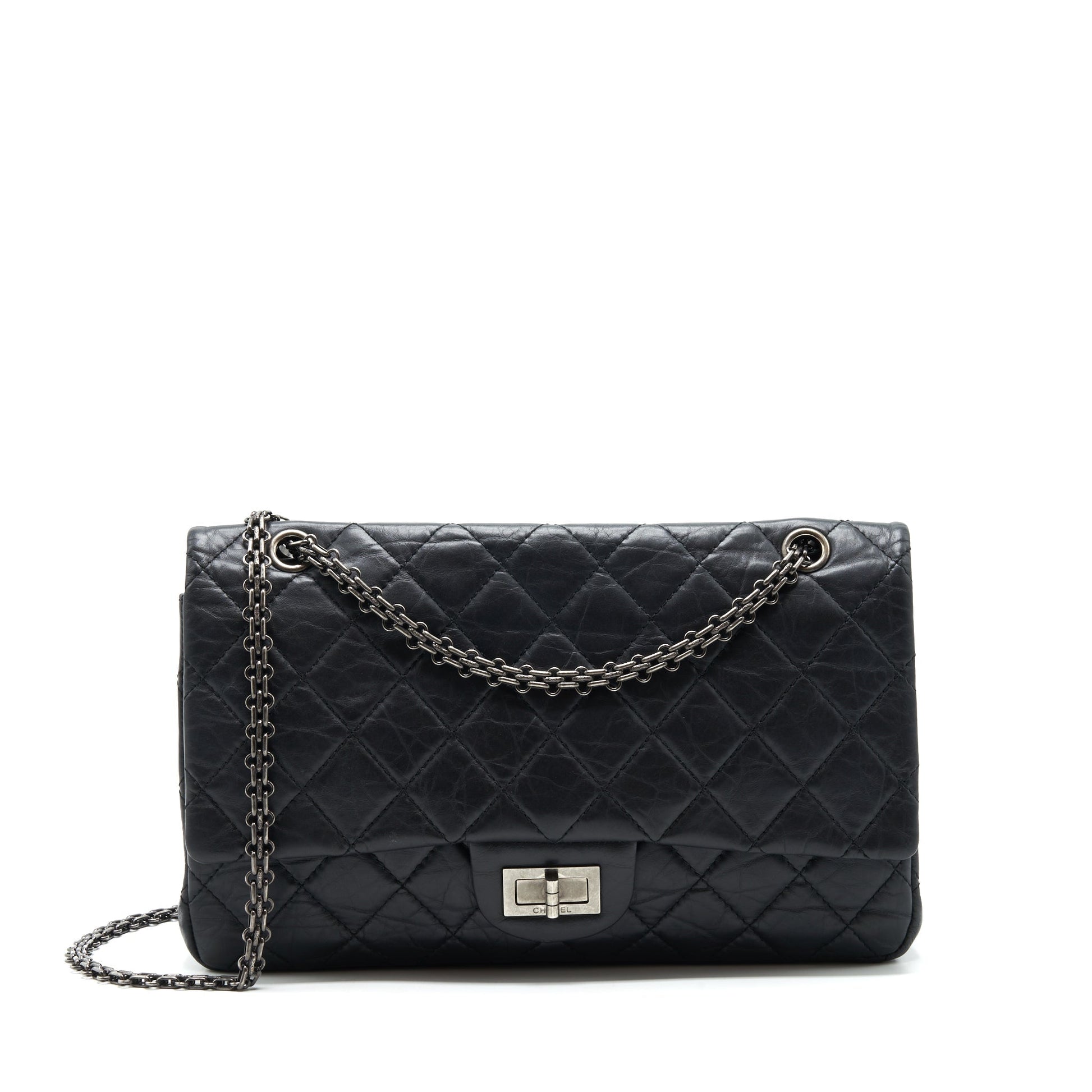 Chanel 2.55 227 reissue Calfskin Ruthenium Hardware Black Handbag