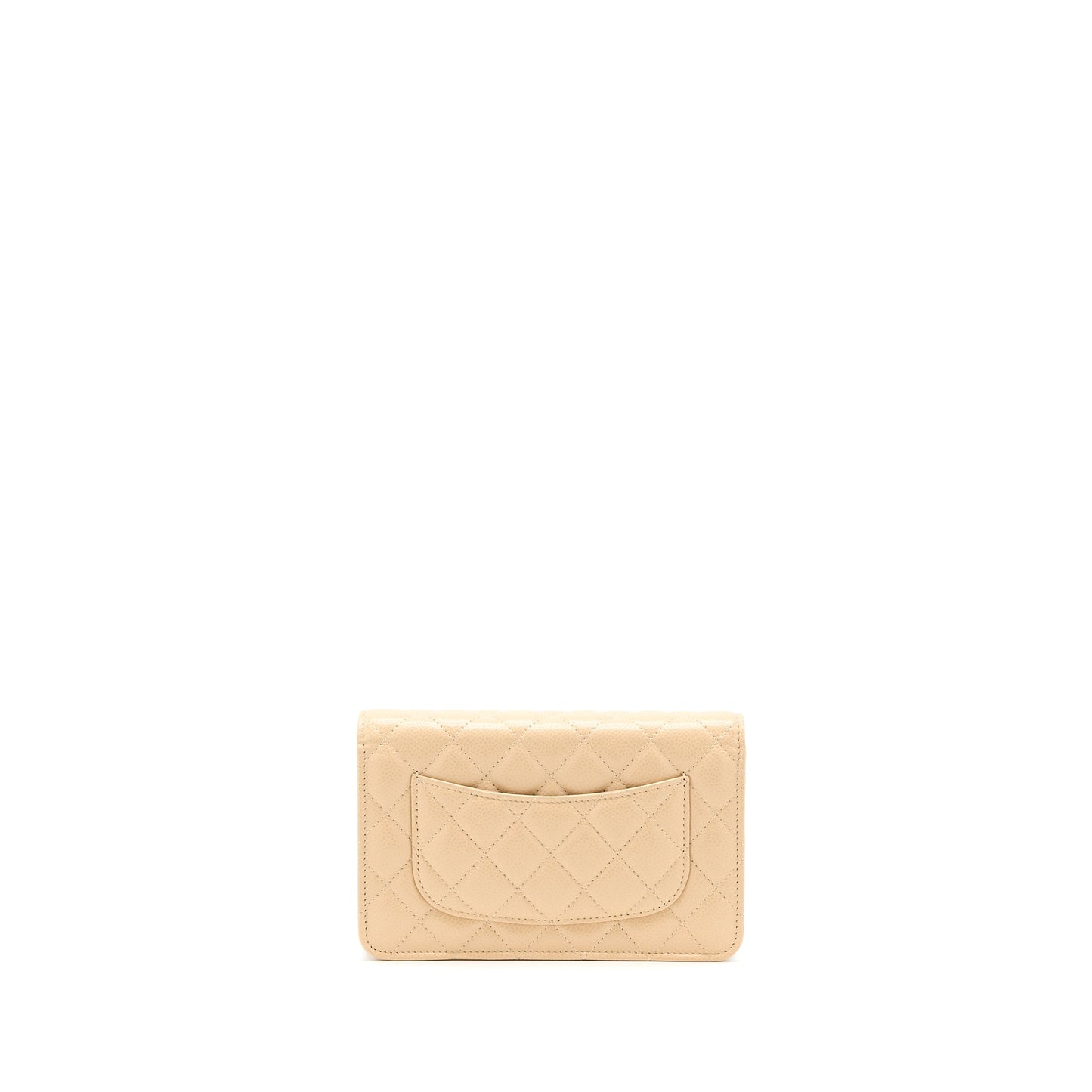 Chanel Classic On Caviar GHW Microchip Beige Wallet Case