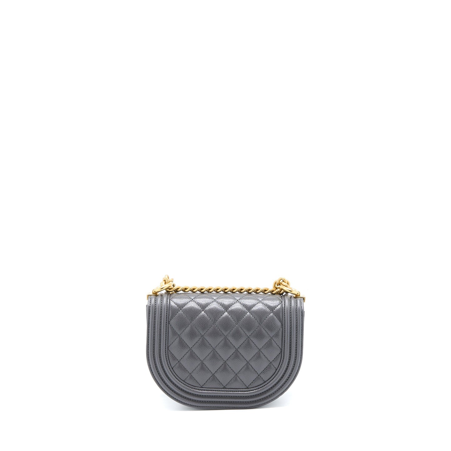 Chanel 22A Boy Messenger Caviar GHW Microchip Grey Messenger Bag