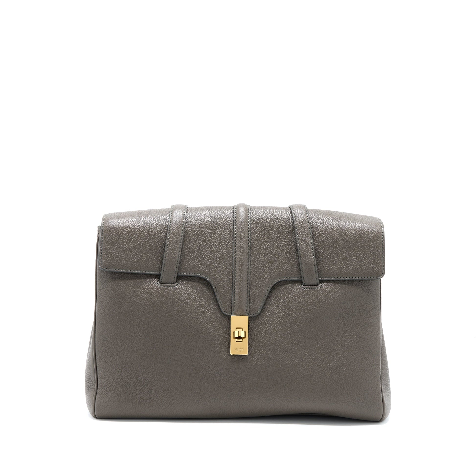 Celine Soft Purse Grained Calfskin Dark Grey Handbag Medium Travel Bag