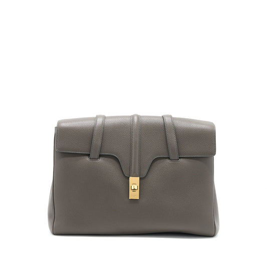 Celine Soft Purse Grained Calfskin Dark Grey Handbag Medium Travel Bag