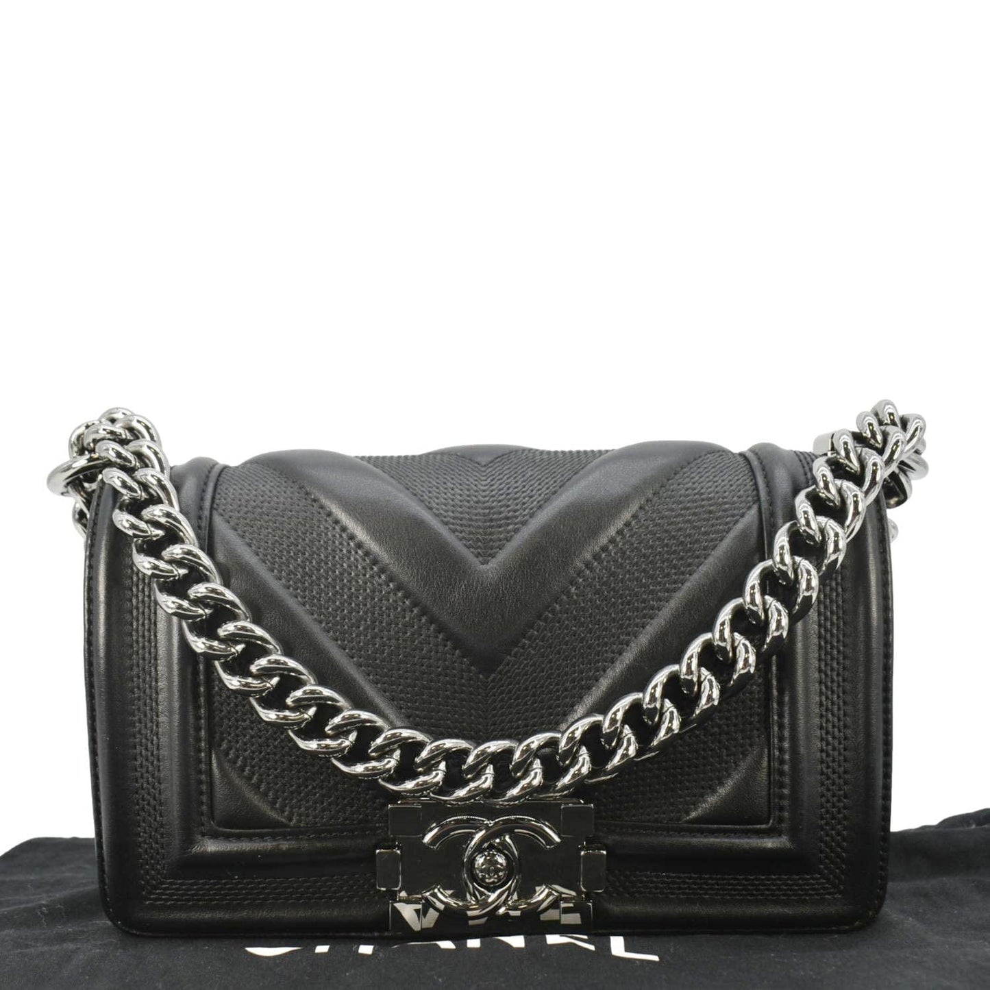 Chanel Boy Leather Black Travel Bag
