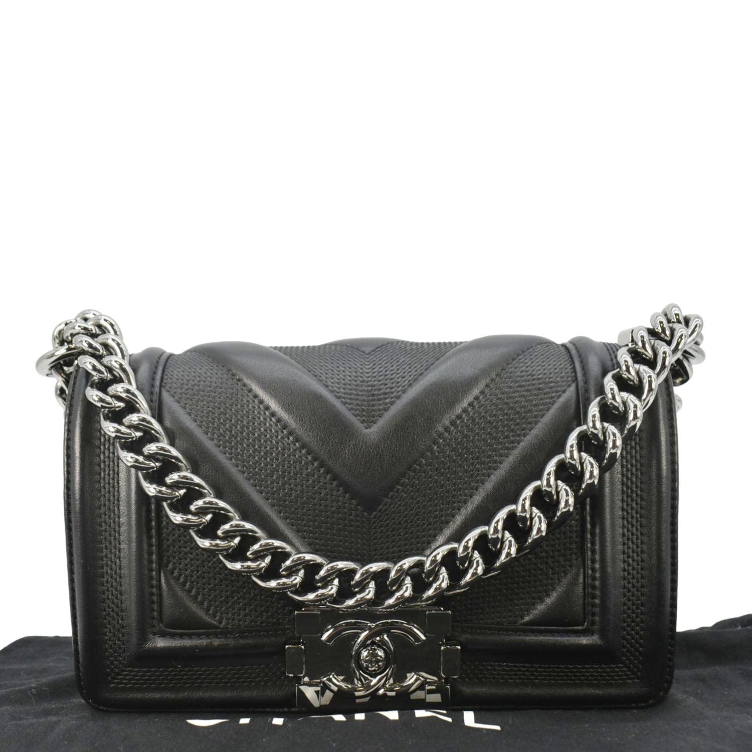 Chanel Boy Leather Black Travel Bag