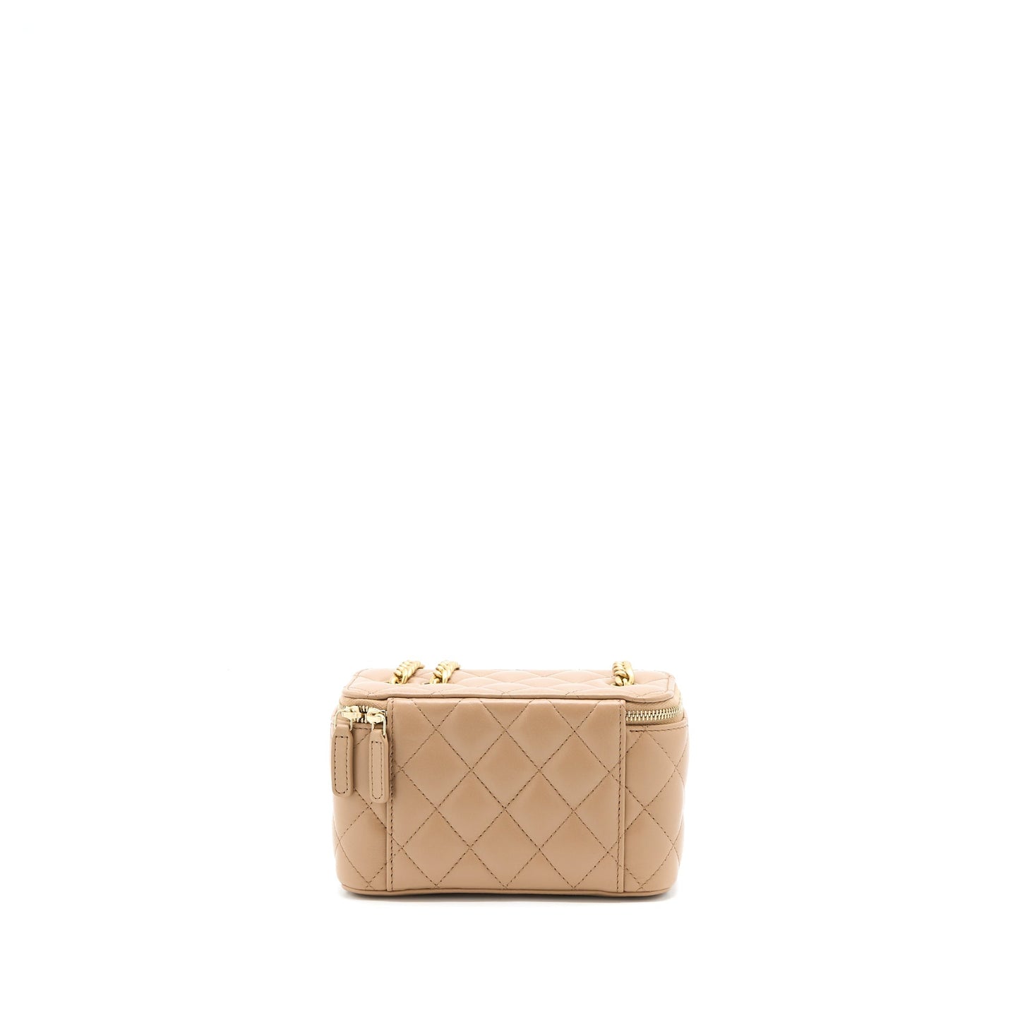 Chanel 22K Pillar Adjustable Long Vanity Lambskin Gold Beige Handbag
