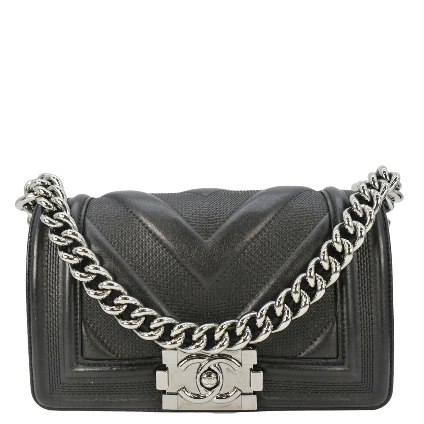 Chanel Boy Leather Black Travel Bag