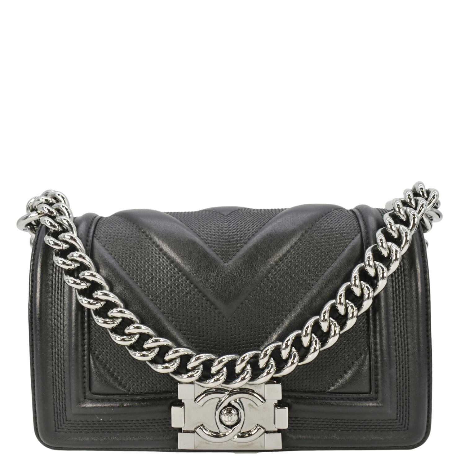 Chanel Boy Leather Black Travel Bag
