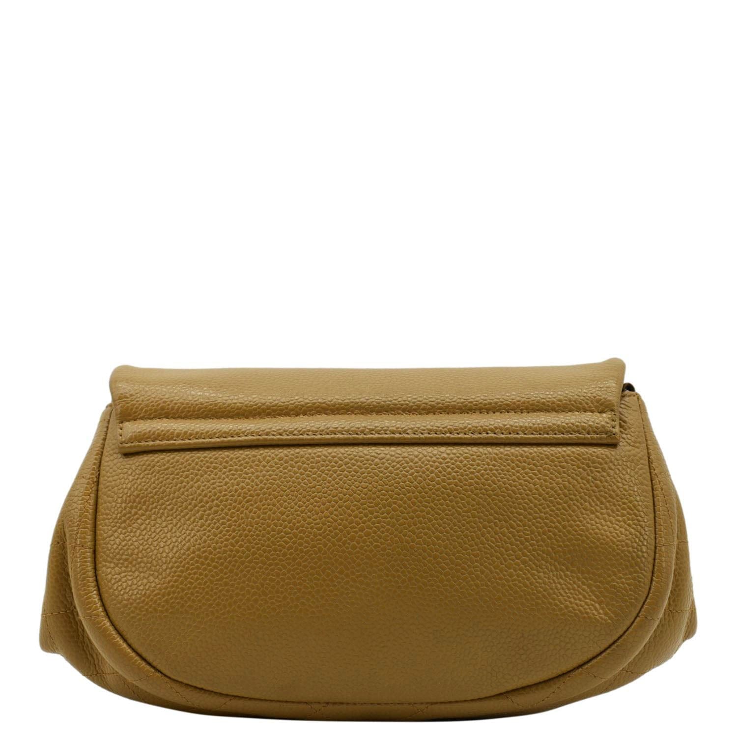 Chanel Half Moon Caviar on Leather Brown Wallet Case