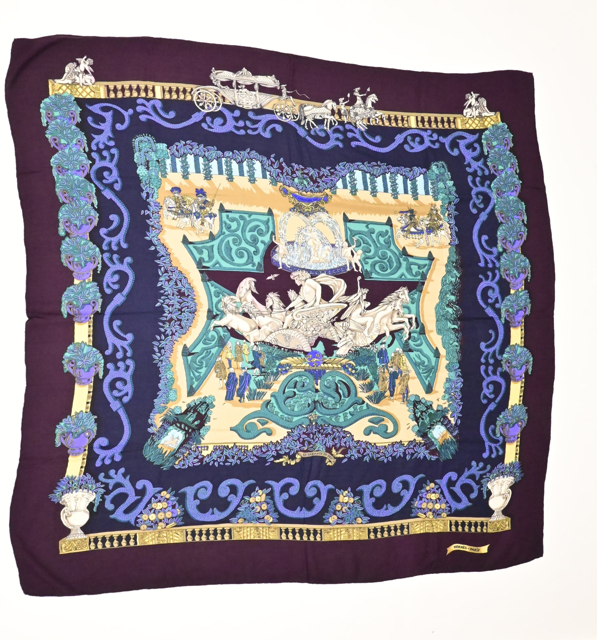 Hermes 'Le Paradis Du Roy' Carre In Purple Travel Bag
