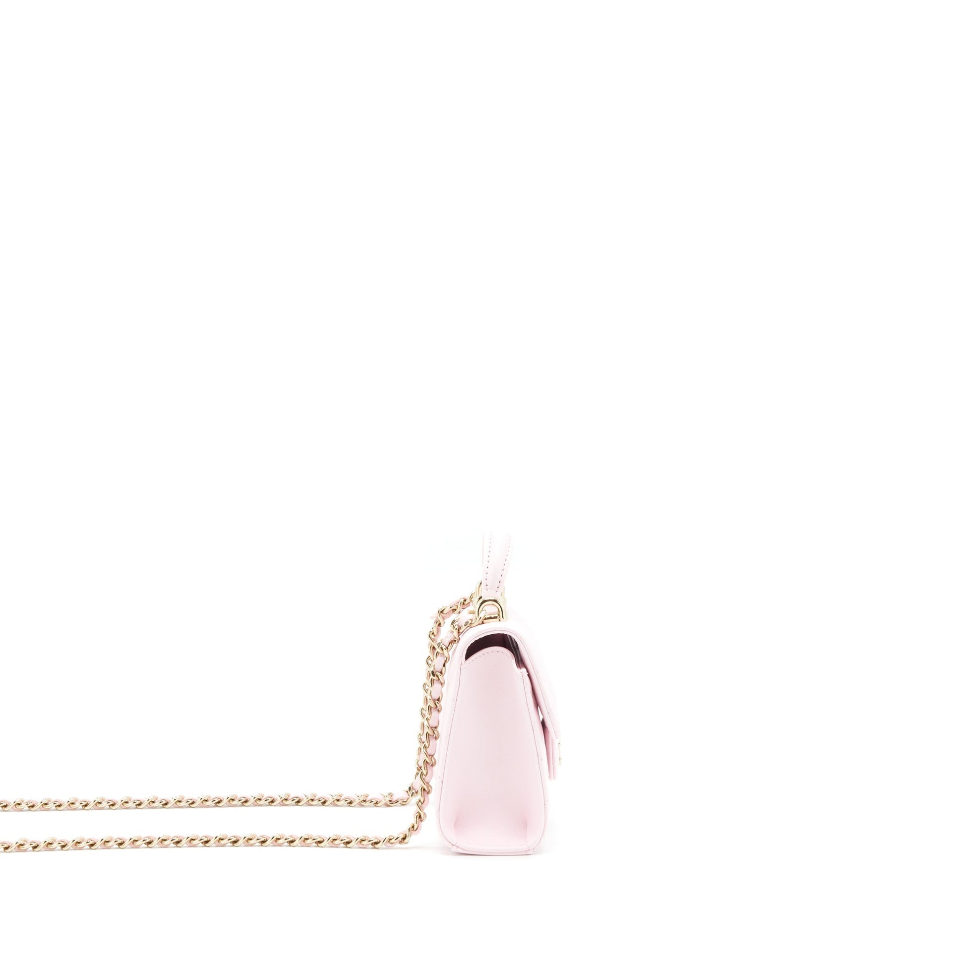 Chanel 22P Top Handle Flap Lambskin LGHW Pink Shoulder Bag